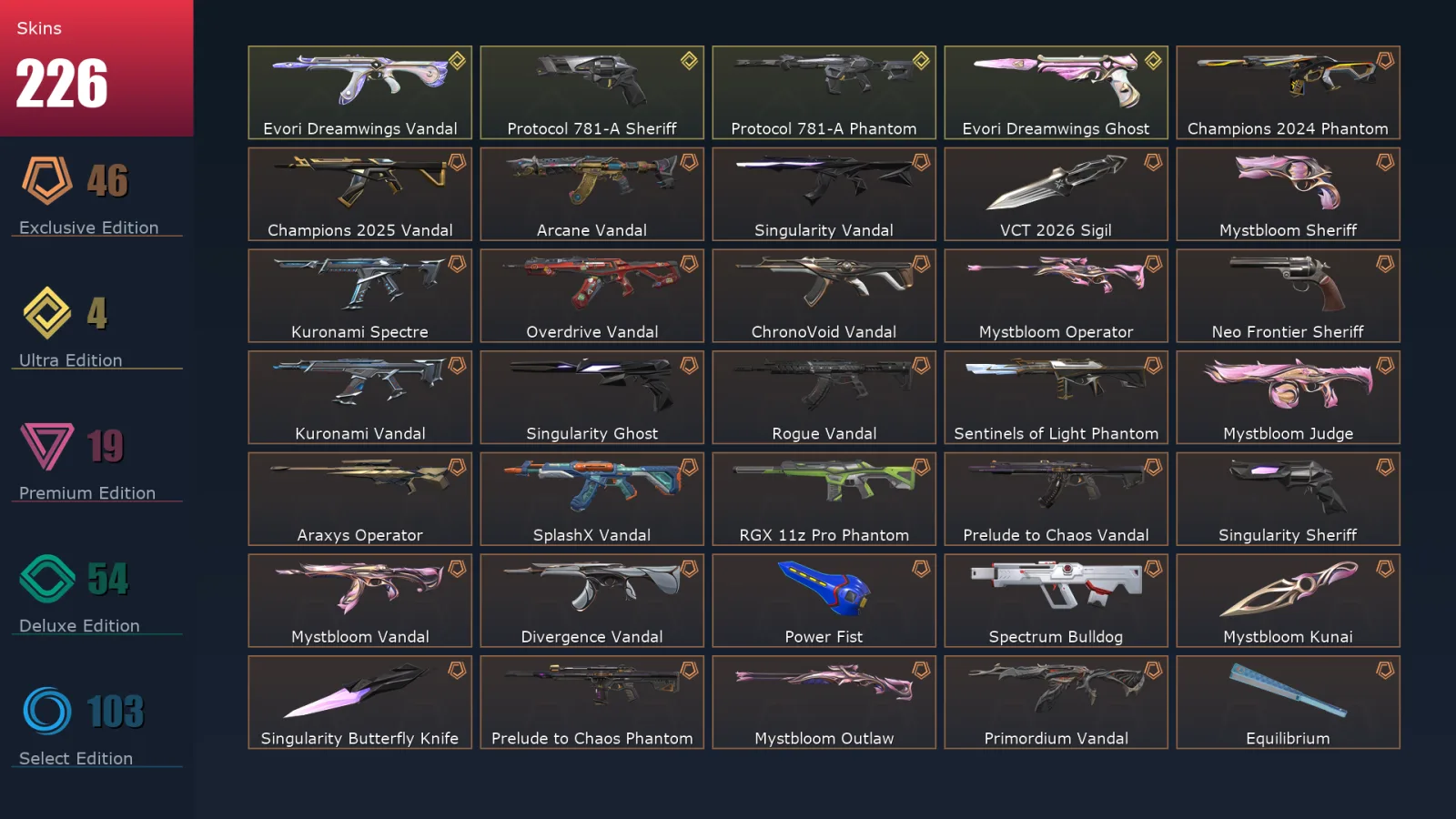 [Valorant] | EU | Level 434 | Gold 3 | 29 Agents | 226 Skins