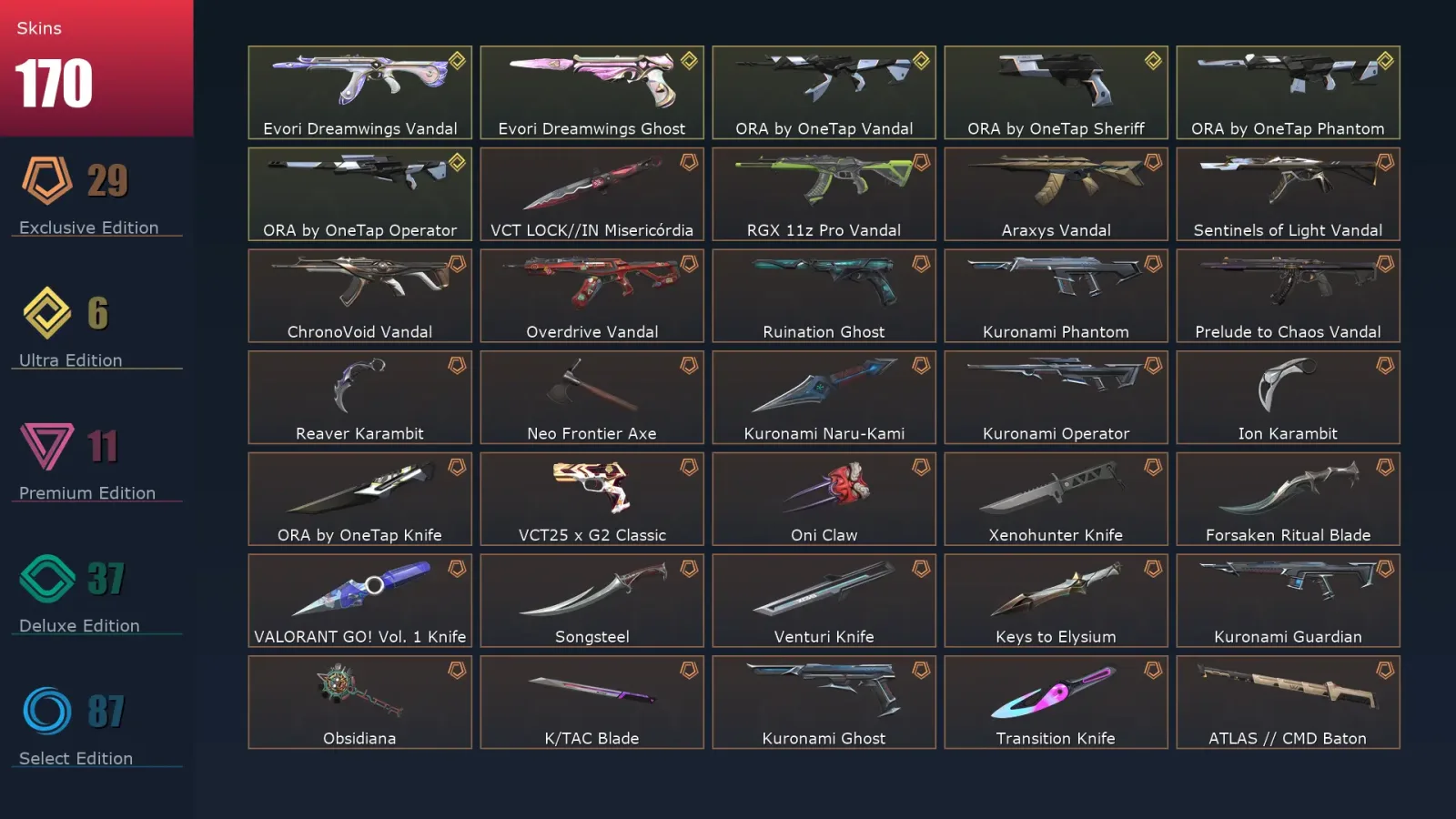 [Valorant] | EU | Level 272 | Diamond 1 | 29 Agents | 170 Skins — Valorant account