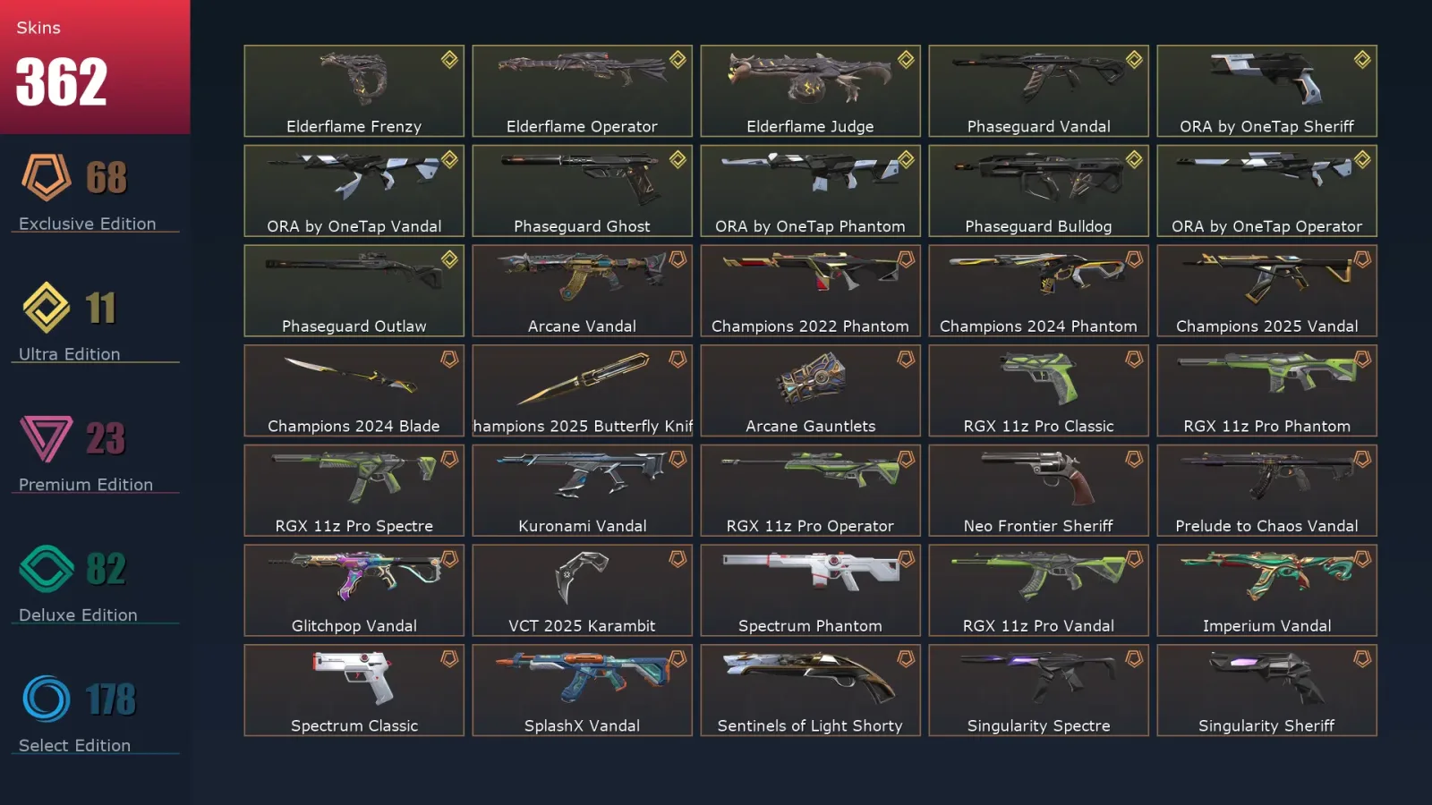 [Valorant] | EU | Level 500 | Diamond 1 | 29 Agents | 362 Skins — Valorant account