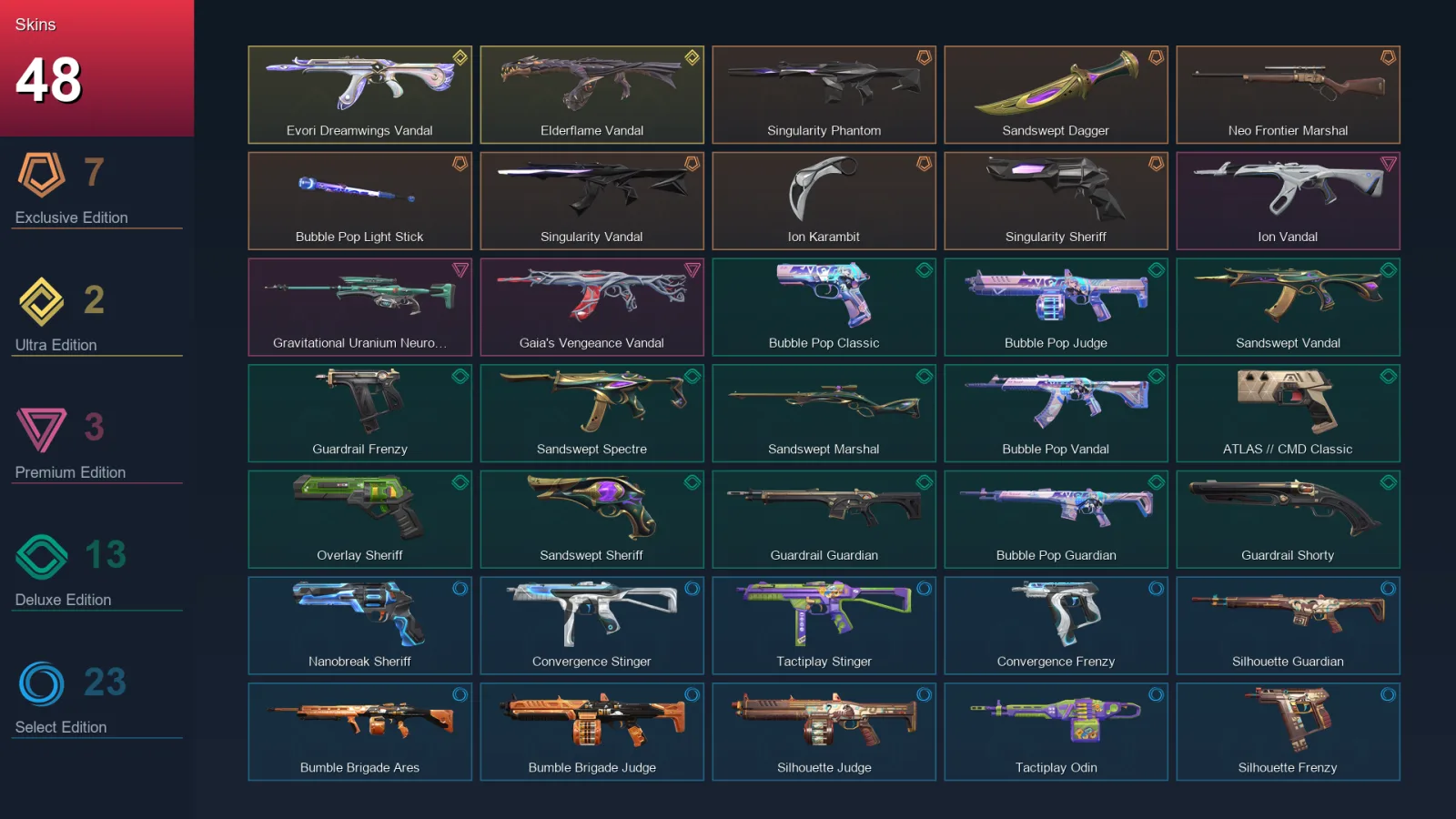 AP | Lv118 | Unranked | 48 Skin | 28 Agent | 60 Buddy — Unranked / Smurf Valorant
