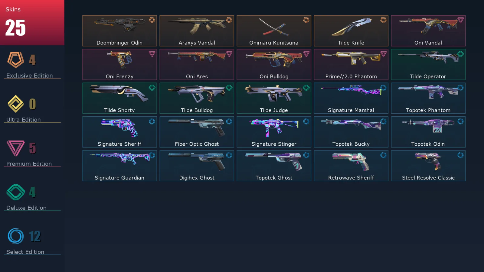 [Valorant] | EU | Level 144 | 29 Agents | 25 Skins