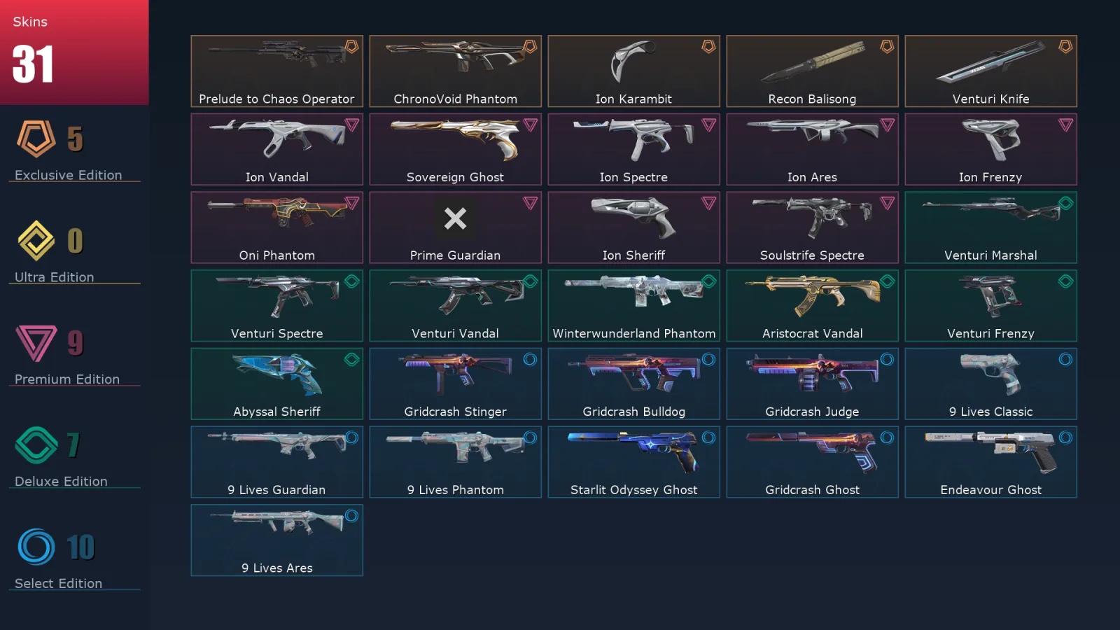 [Valorant] | EU | Level 55 | 15 Agents | 31 Skins