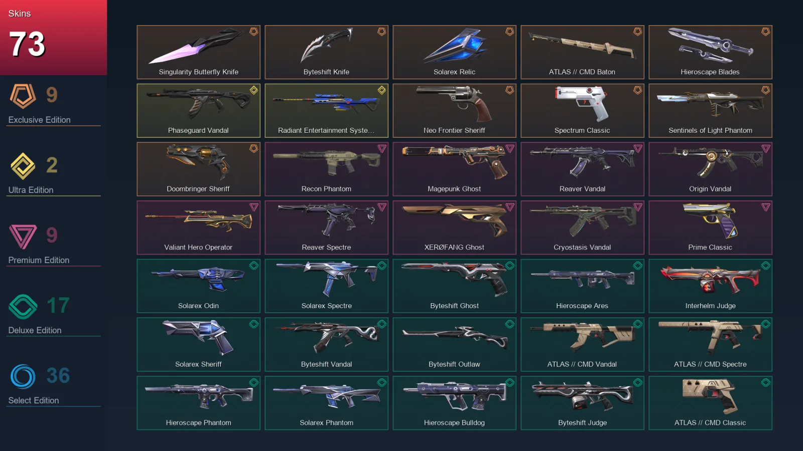 LA | Lv122 | Unranked | 73 Skin | 26 Agent | 50 Buddy — Refractrix Stinger