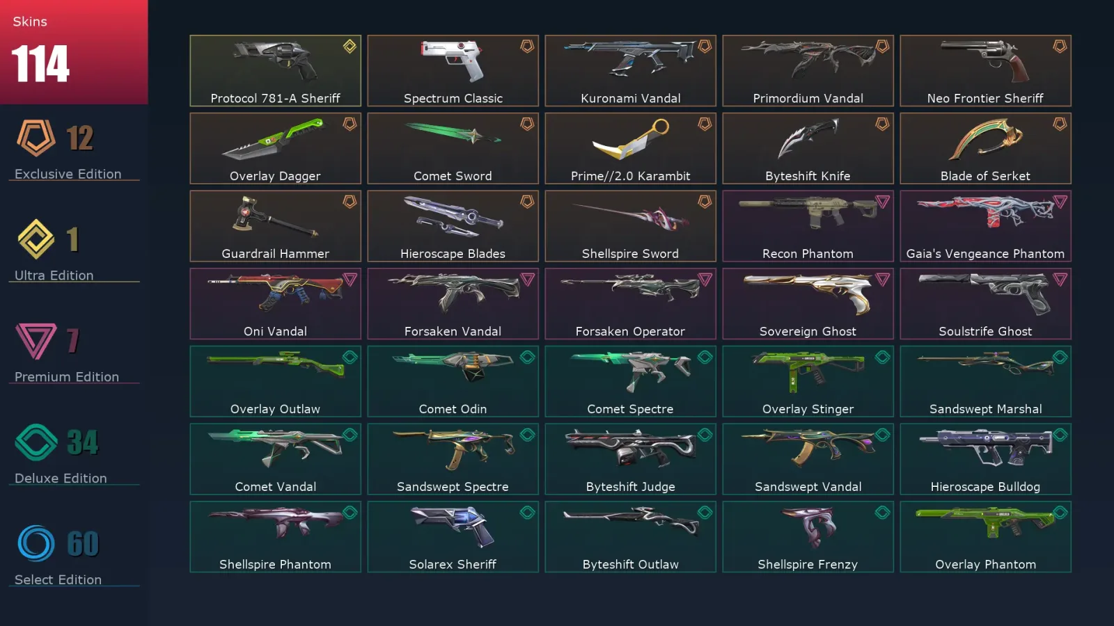 [Valorant] | EU | Level 328 | Silver 2 | 29 Agents | 114 Skins — Doom Wing Odin