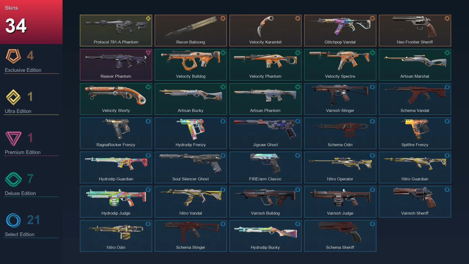 AP | Lv126 | Unranked | 34 Skin | 24 Agent | 72 Buddy
