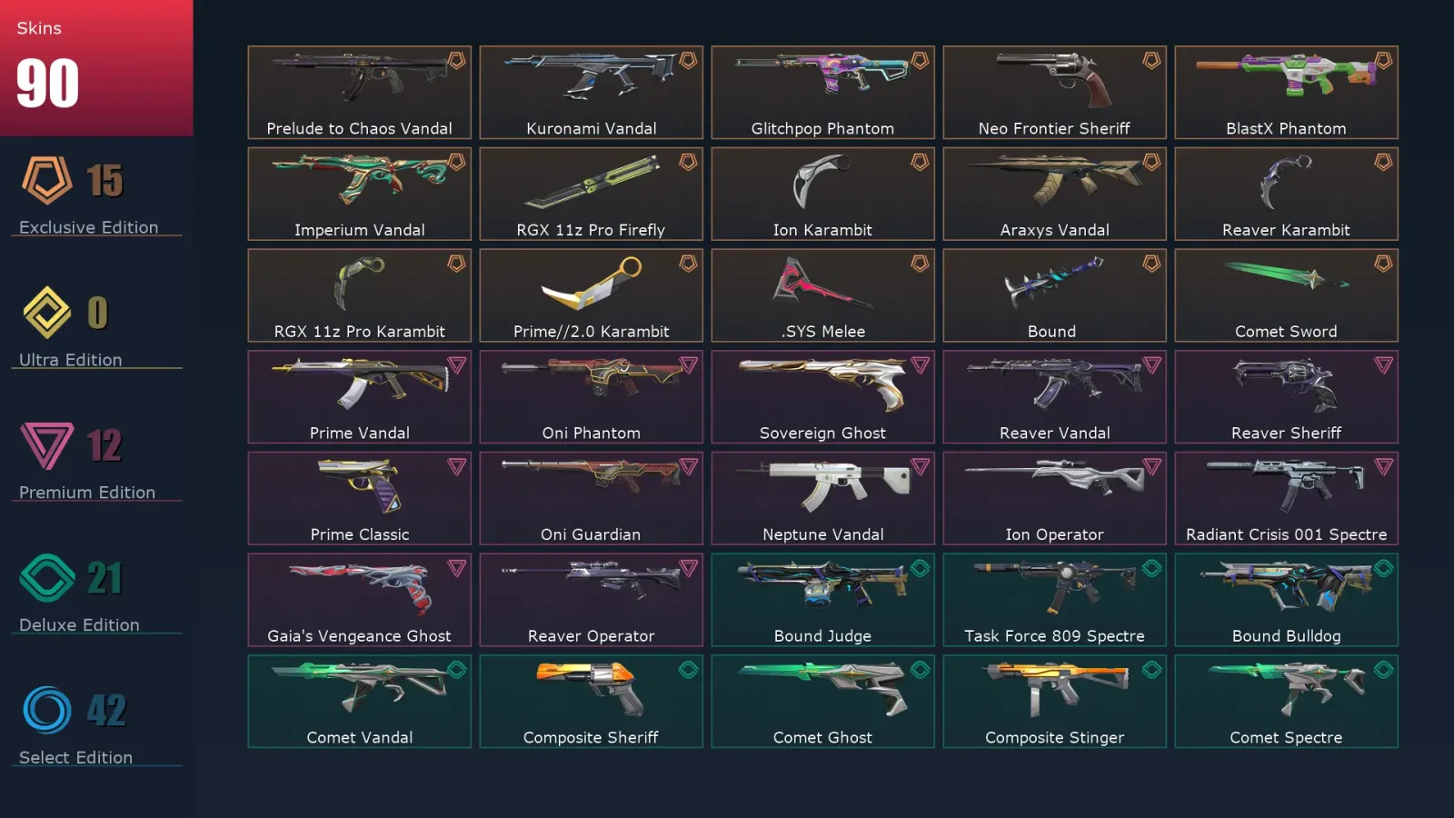 [Valorant] | EU | Level 167 | Diamond 2 | 26 Agents | 90 Skins — Valorant account