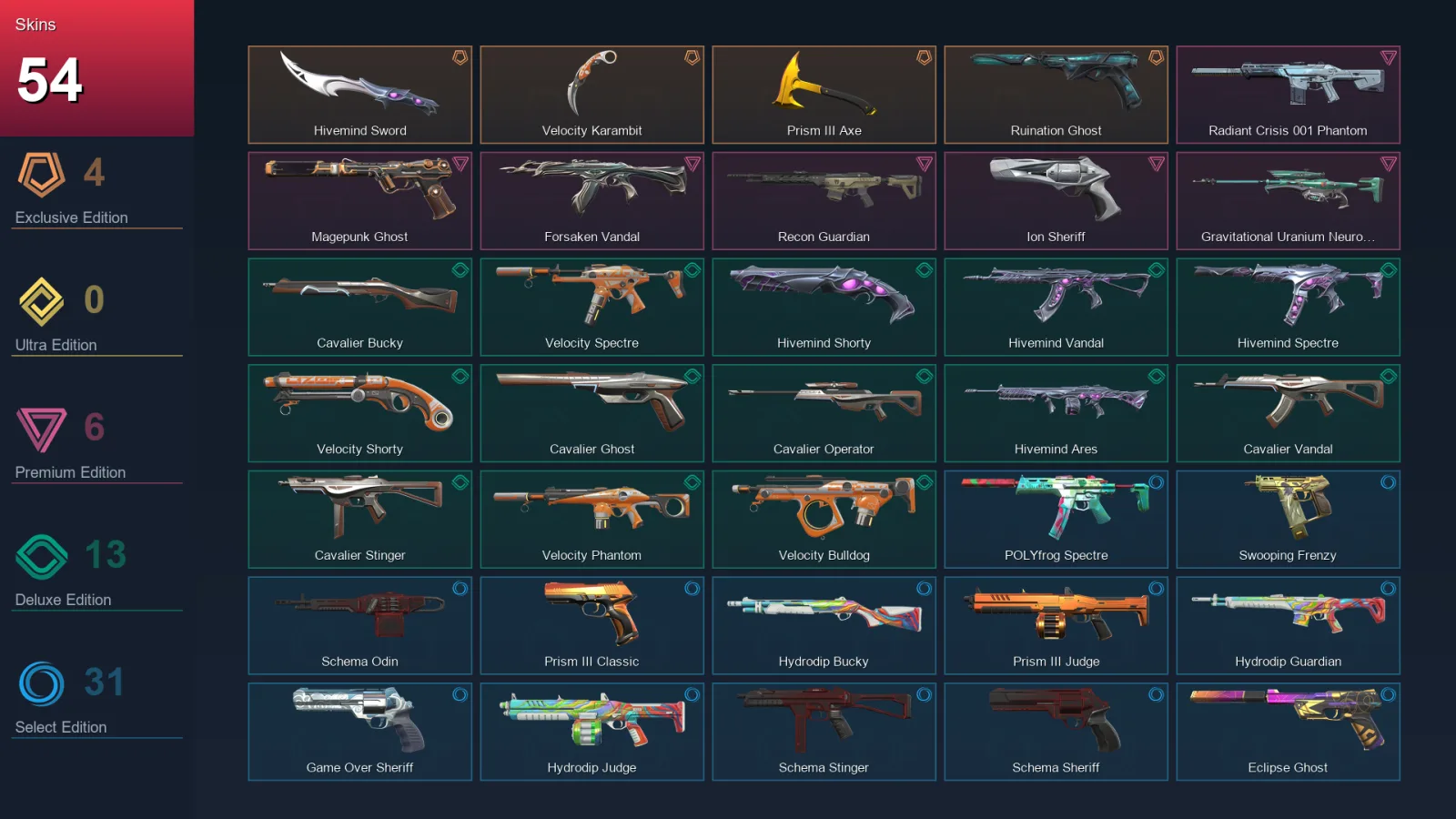EU | Lv139 | Unranked | 54 Skin | 20 Agent | 73 Buddy