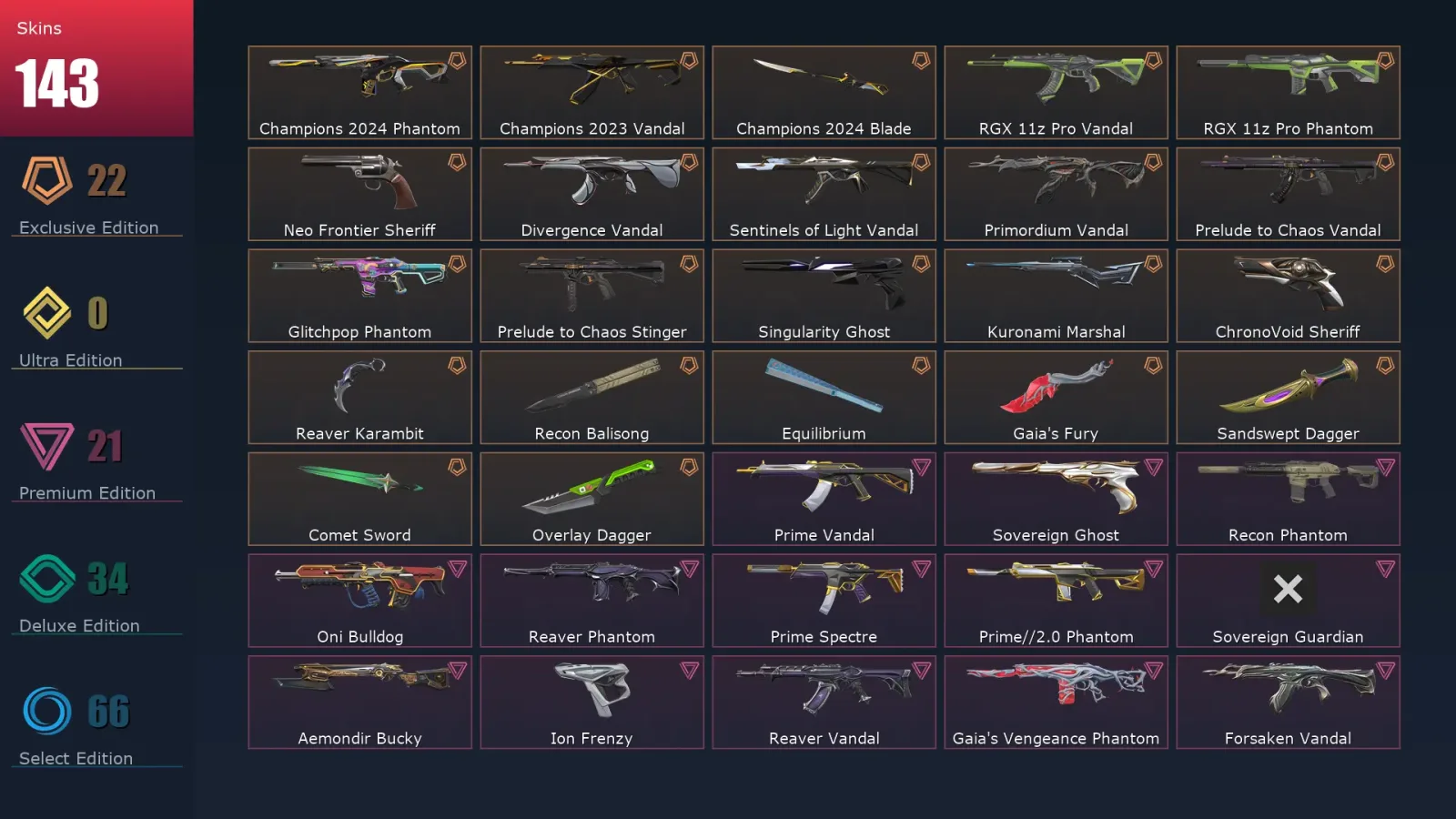 [Valorant] | EU | Level 213 | Diamond 1 | 28 Agents | 143 Skins — Valorant account