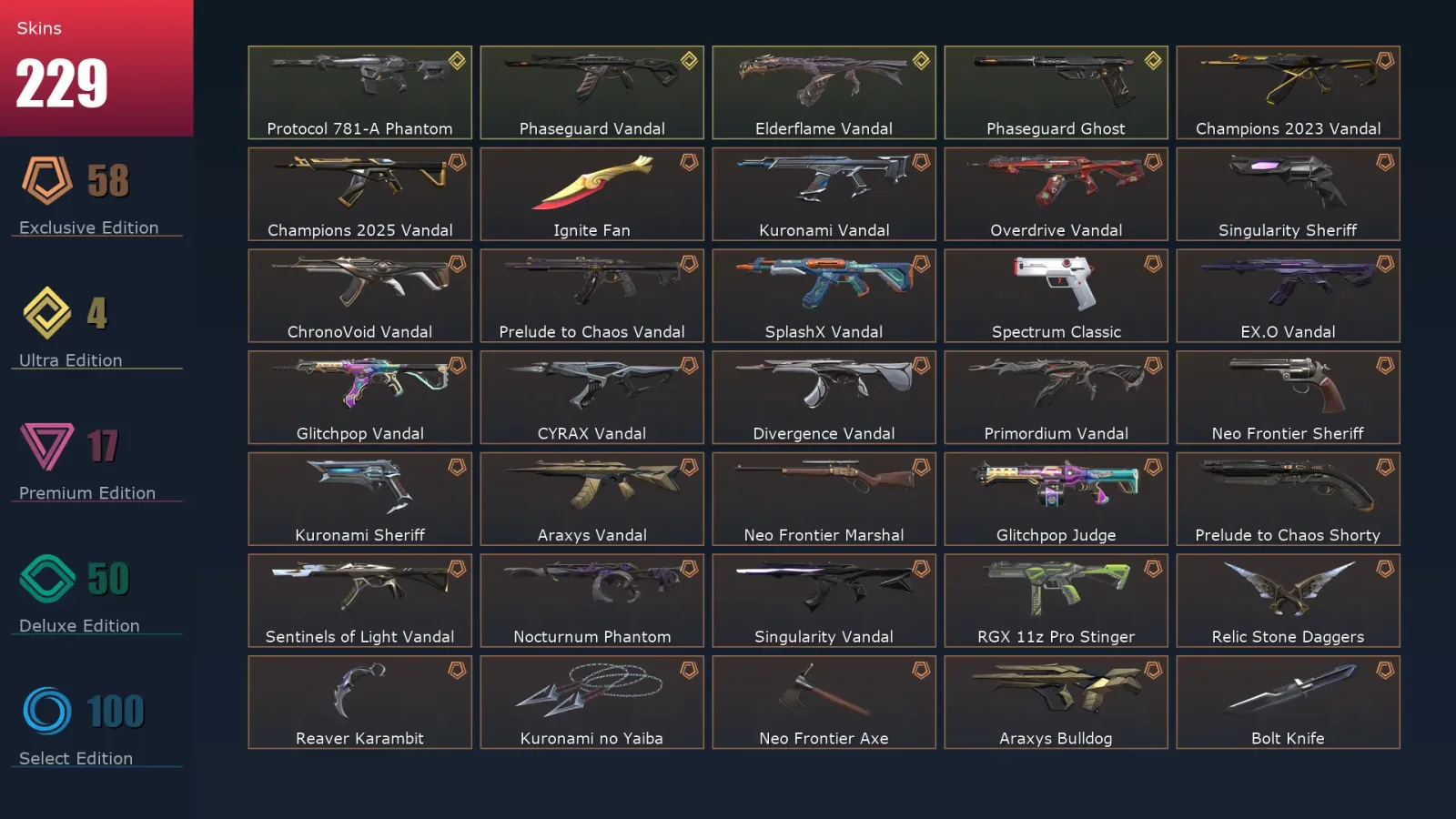 [Valorant] | EU | Level 228 | 28 Agents | 229 Skins — Valorant account
