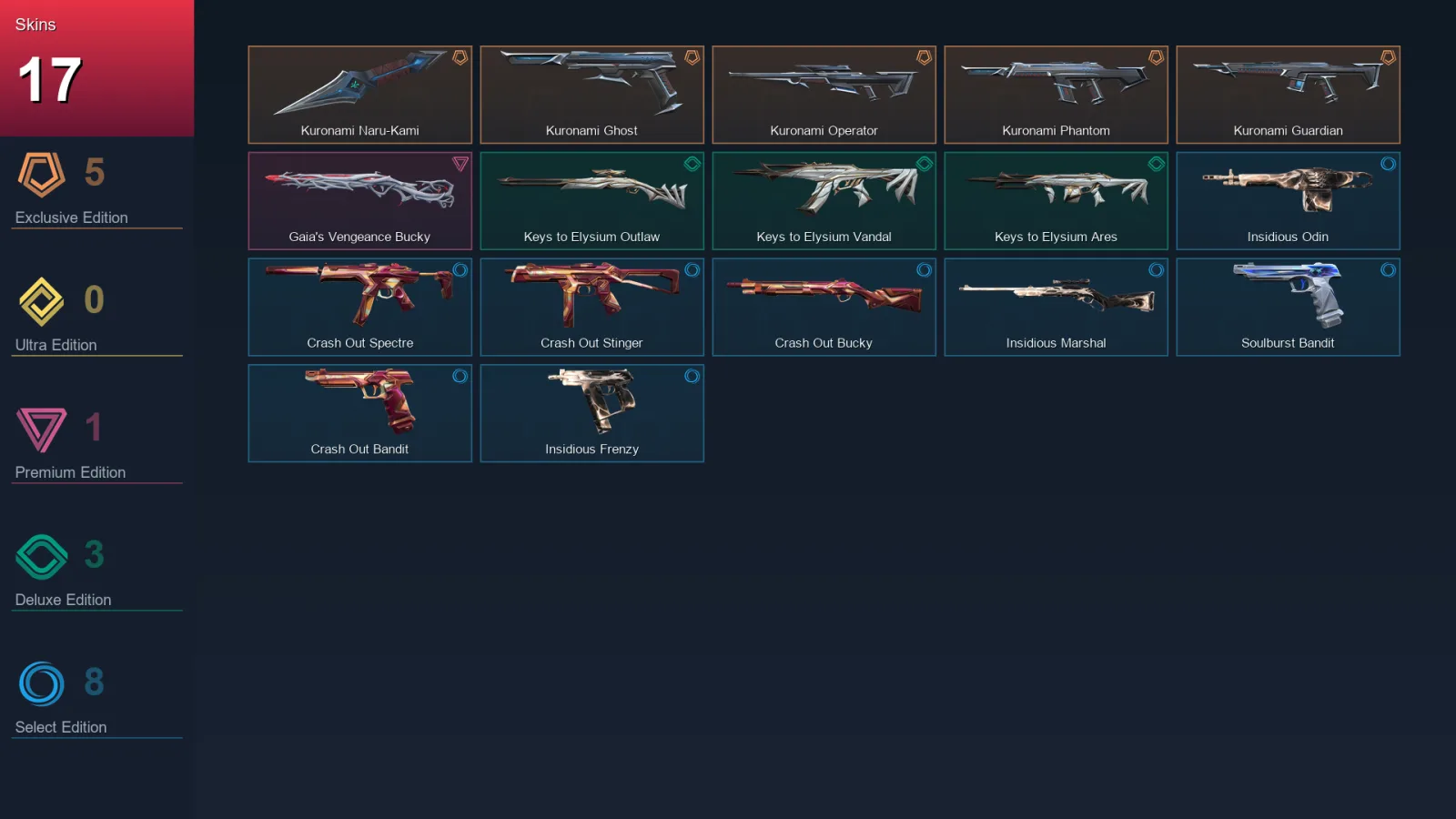 EU | Kuronami Naru-Kami | Kuronami Ghost | Kuronami Operator | Kuronami Phantom | 17 Skin | 9 Agent | 15 Buddy | Lv35