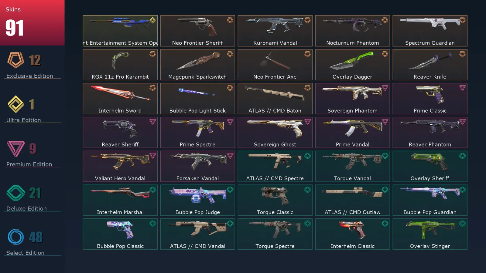 [Valorant] | EU | Level 147 | 28 Agents | 91 Skins — Valorant account