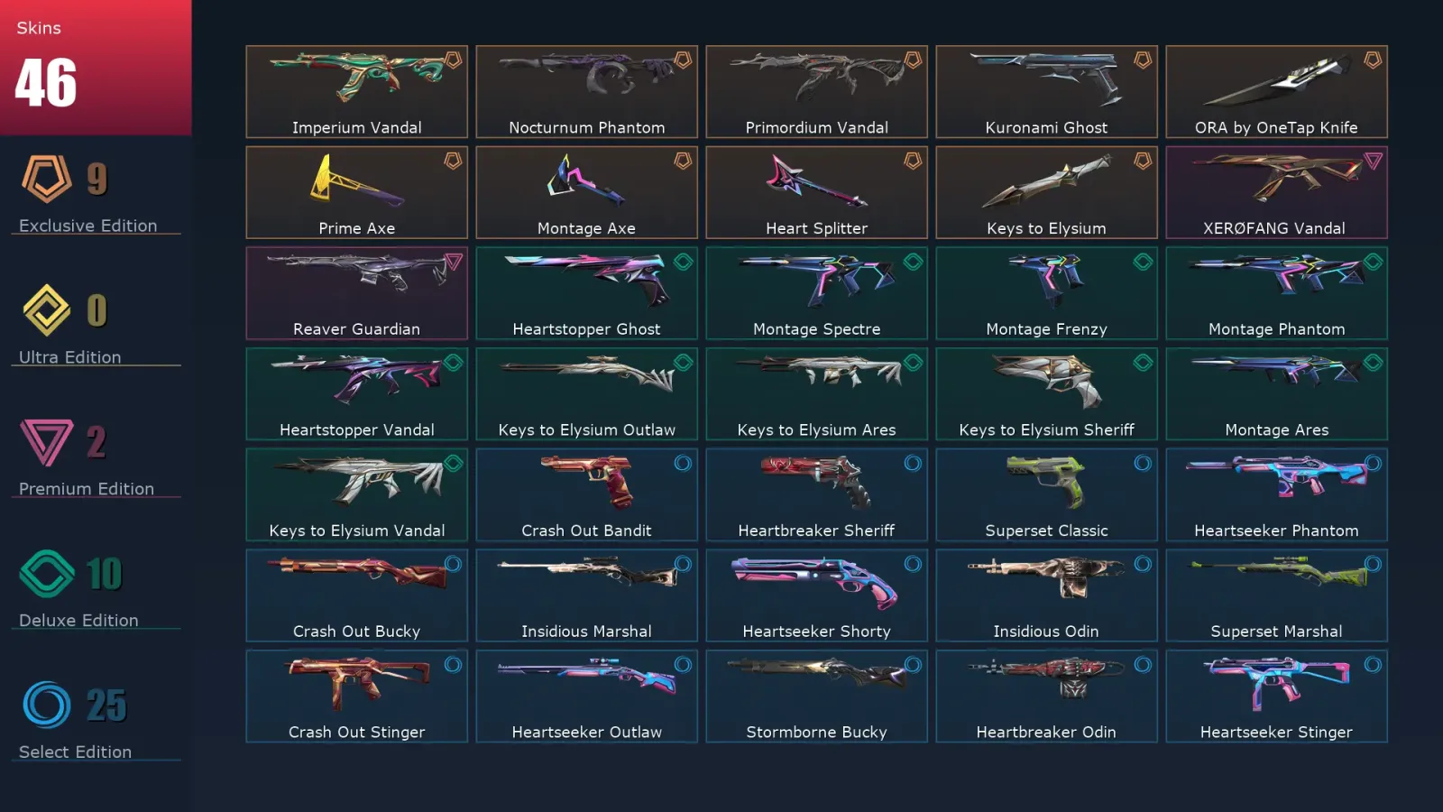 [Valorant] | EU | Level 60 | 15 Agents | 46 Skins