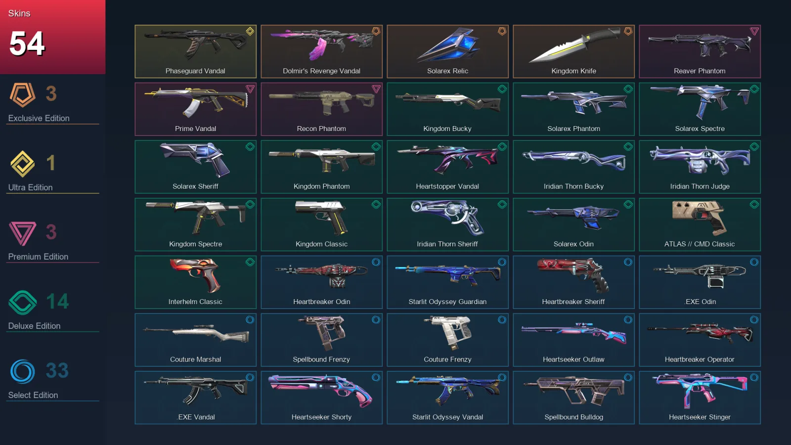 BR | Dolmir's Revenge Vandal | Solarex Relic | Kingdom Knife | Phaseguard Vandal | 54 Skin | 29 Agent | 72 Buddy | Lv135