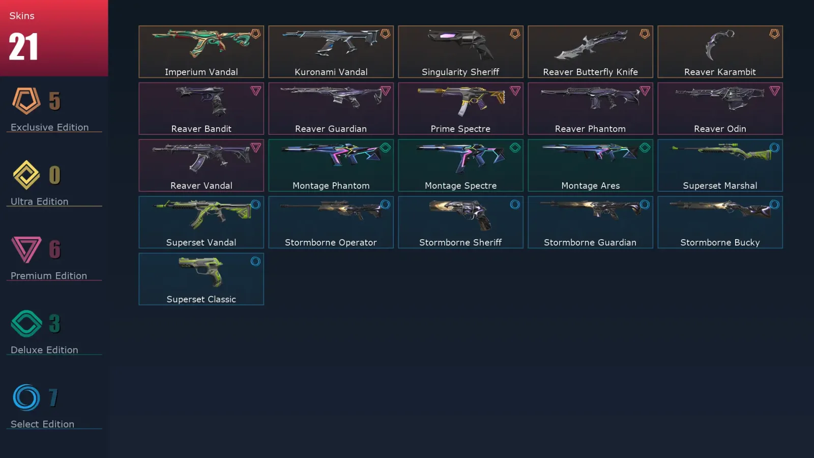 [Valorant] | EU | Level 52 | 18 Agents | 21 Skins — Reaver Phantom