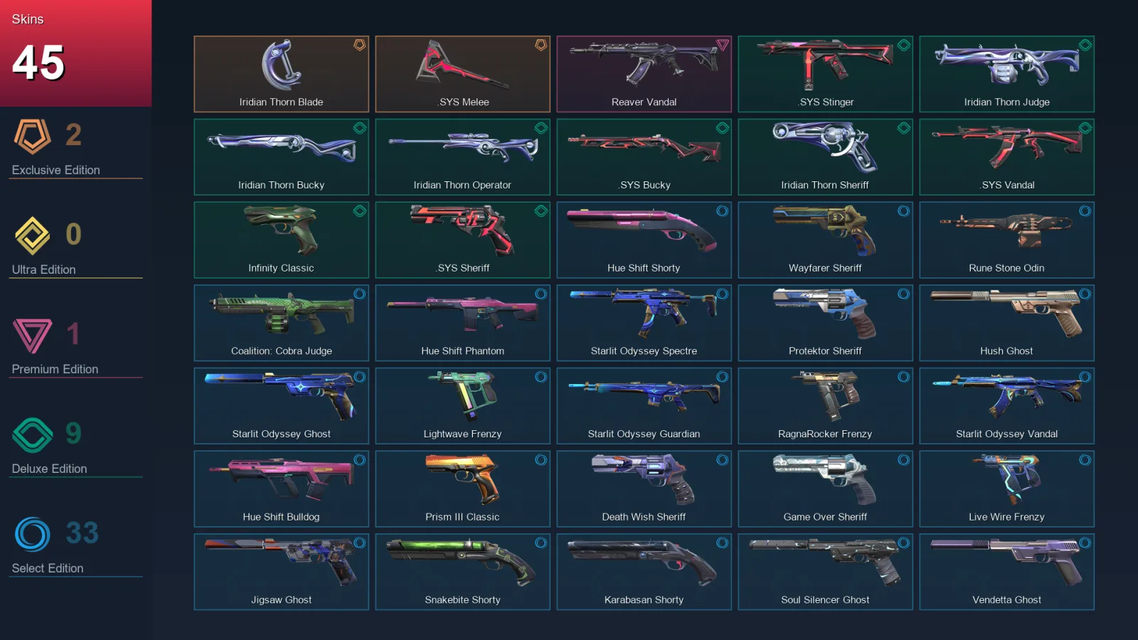 EU | Lv231 | Unranked | 45 Skin | 28 Agent | 97 Buddy — Valorant account