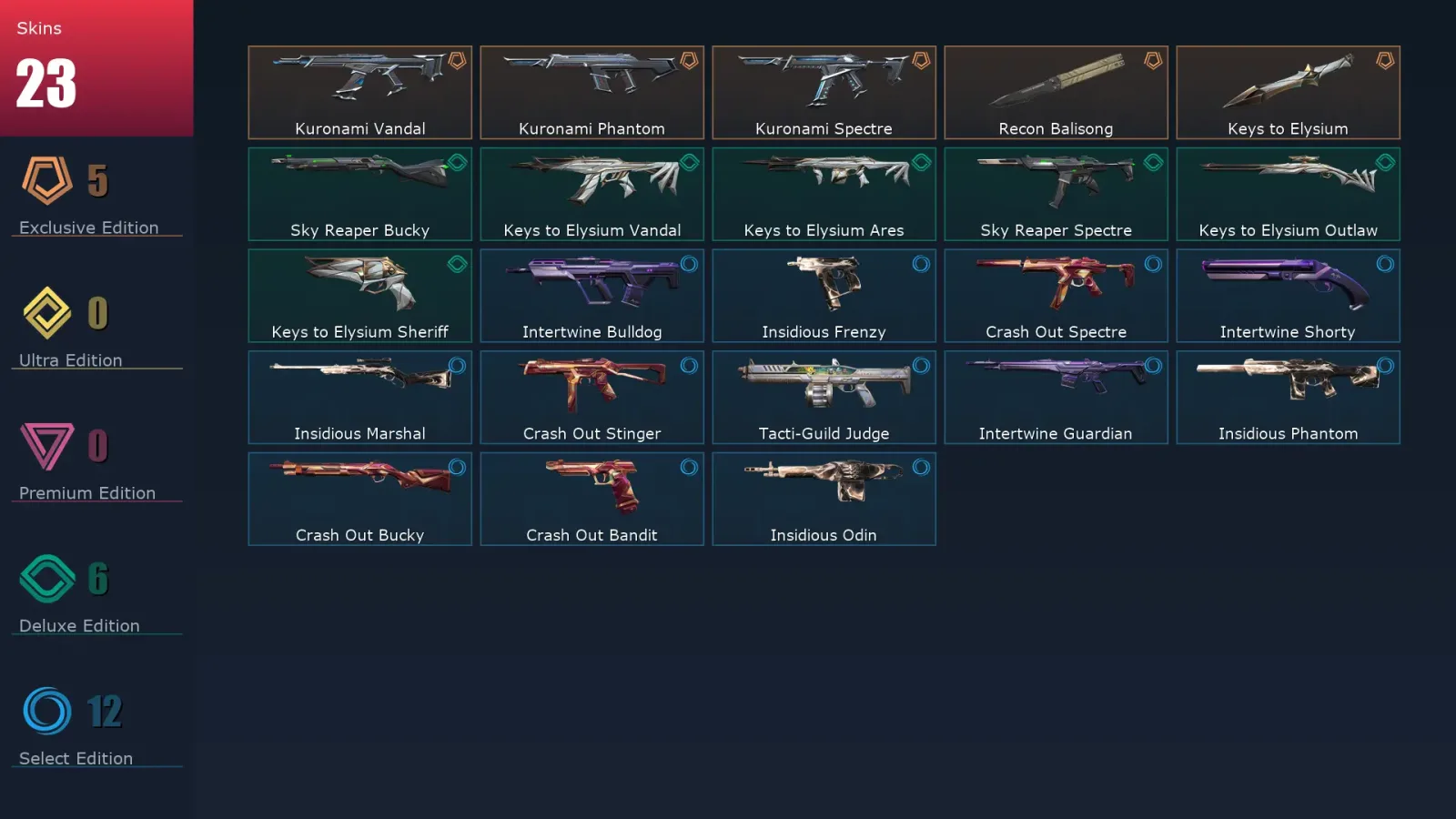 [Valorant] | EU | Level 24 | 10 Agents | 23 Skins
