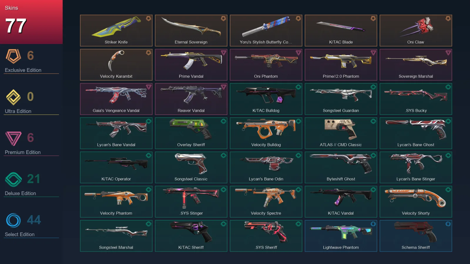 NA | Lv184 | Unranked | 77 Skin | 27 Agent | 96 Buddy