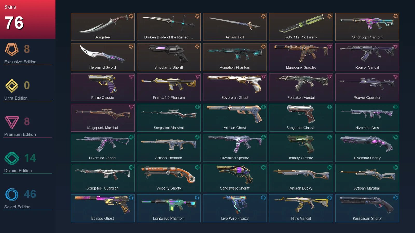 AP | Lv257 | Unranked | 76 Skin | 25 Agent | 117 Buddy