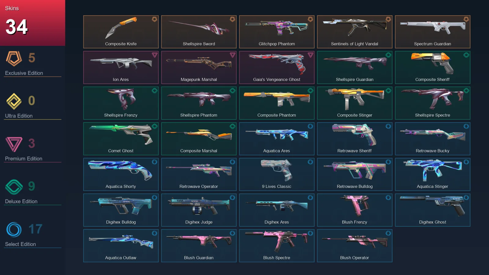 AP | Lv141 | Unranked | 34 Skin | 26 Agent | 45 Buddy — Valorant account
