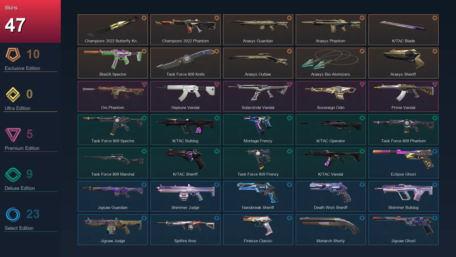 EU | Lv211 | Unranked | 47 Skin | 29 Agent | 95 Buddy — Valorant account