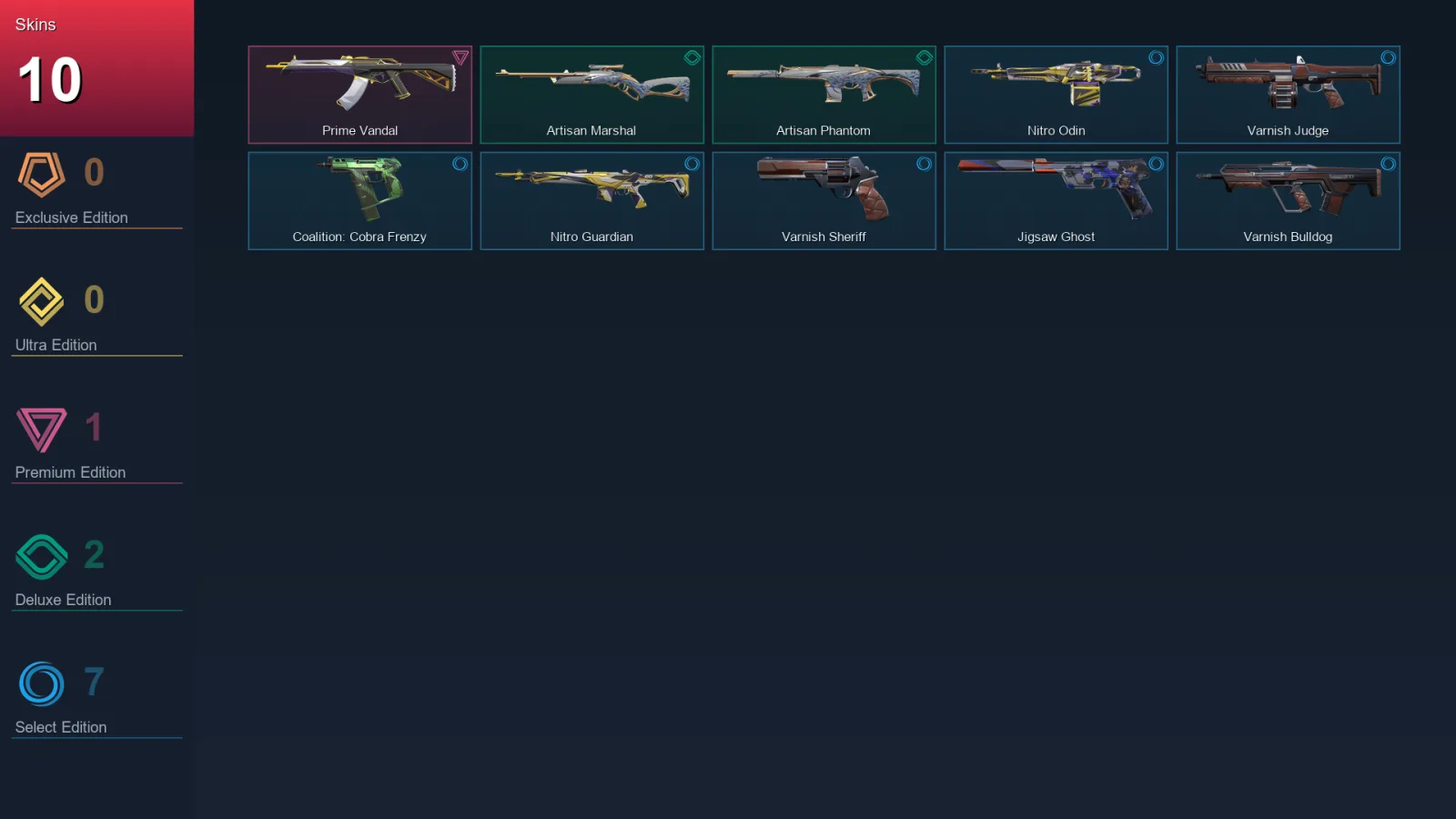 NA | Lv82 | Unranked | 10 Skin | 15 Agent | 30 Buddy