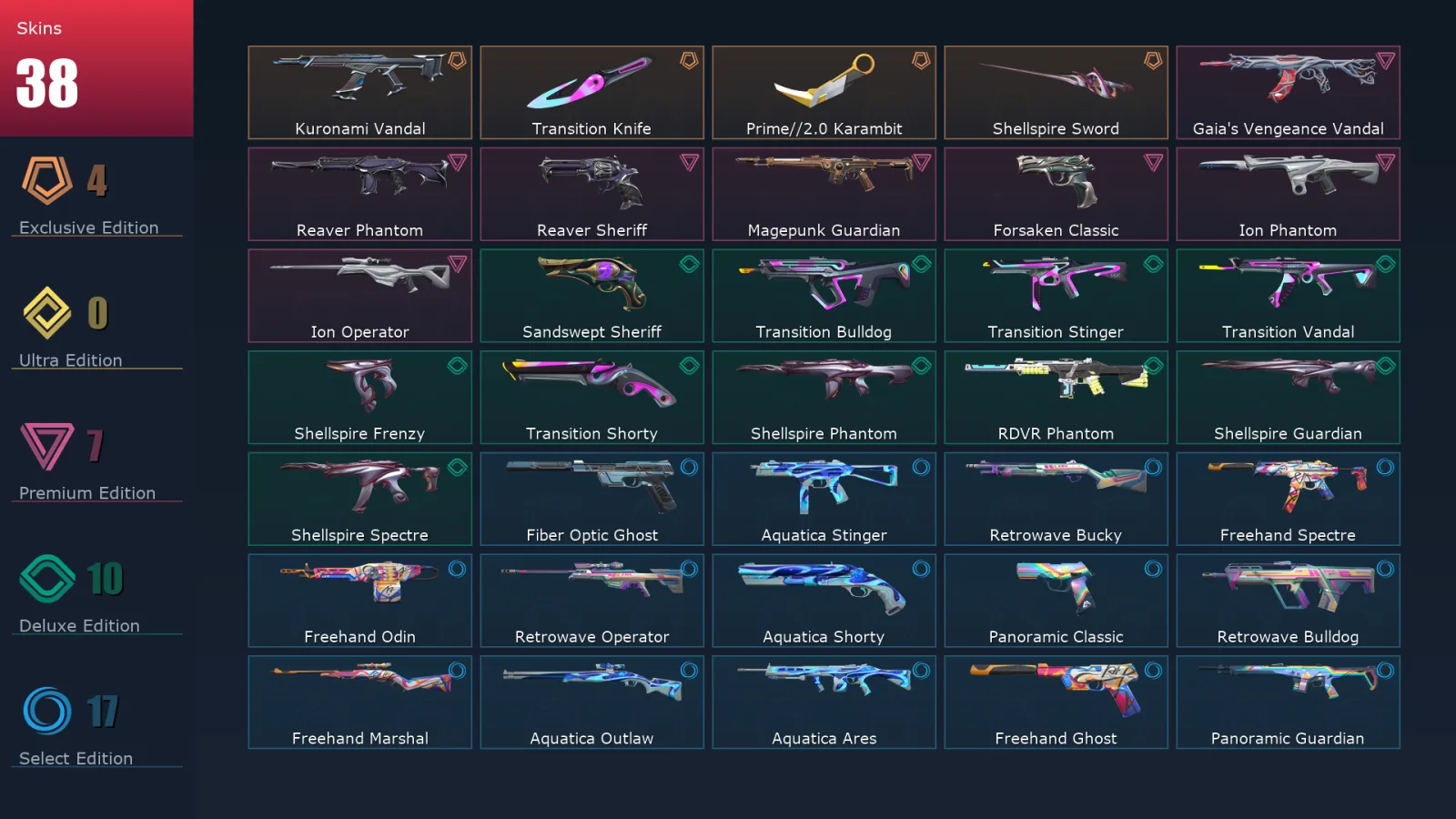 [Valorant] | EU | Level 151 | Diamond 2 | 27 Agents | 38 Skins