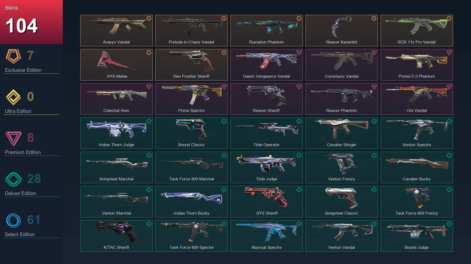 NA | Lv117 | Unranked | 104 Skin | 23 Agent | 102 Buddy