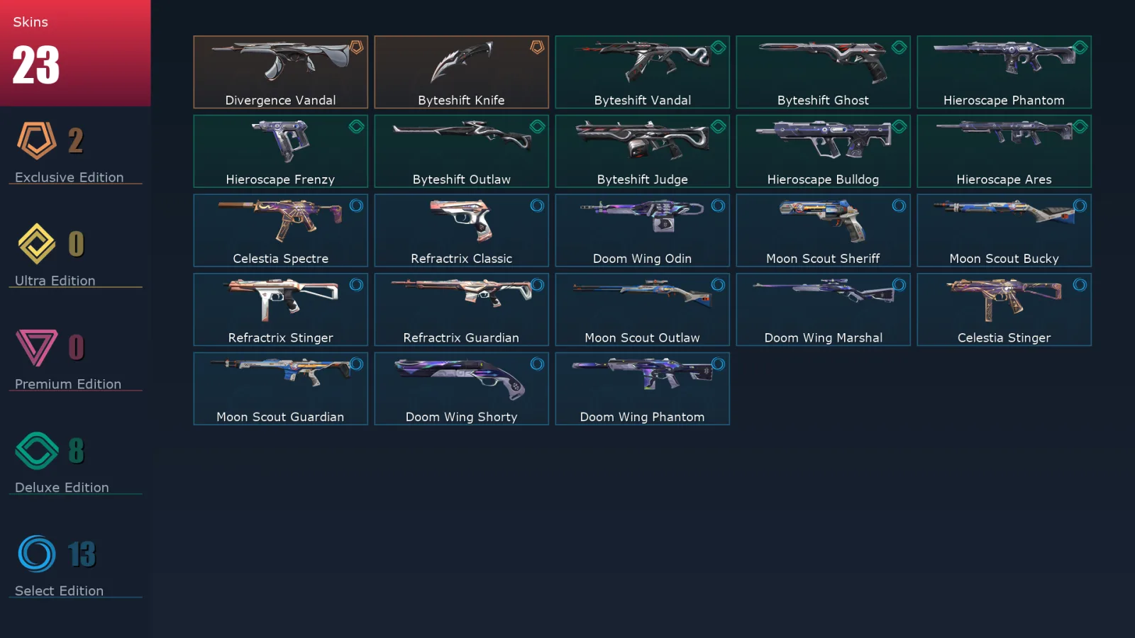 [Valorant] | EU | Level 64 | 24 Agents | 23 Skins