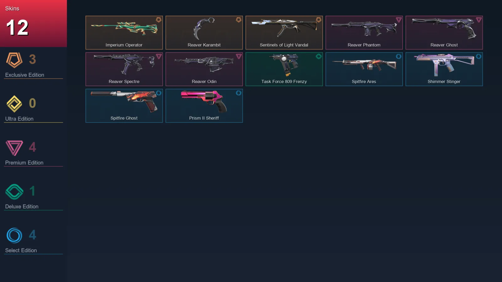 EU | Lv21 | Unranked | 12 Skin | 29 Agent | 9 Buddy — Imperium Operator