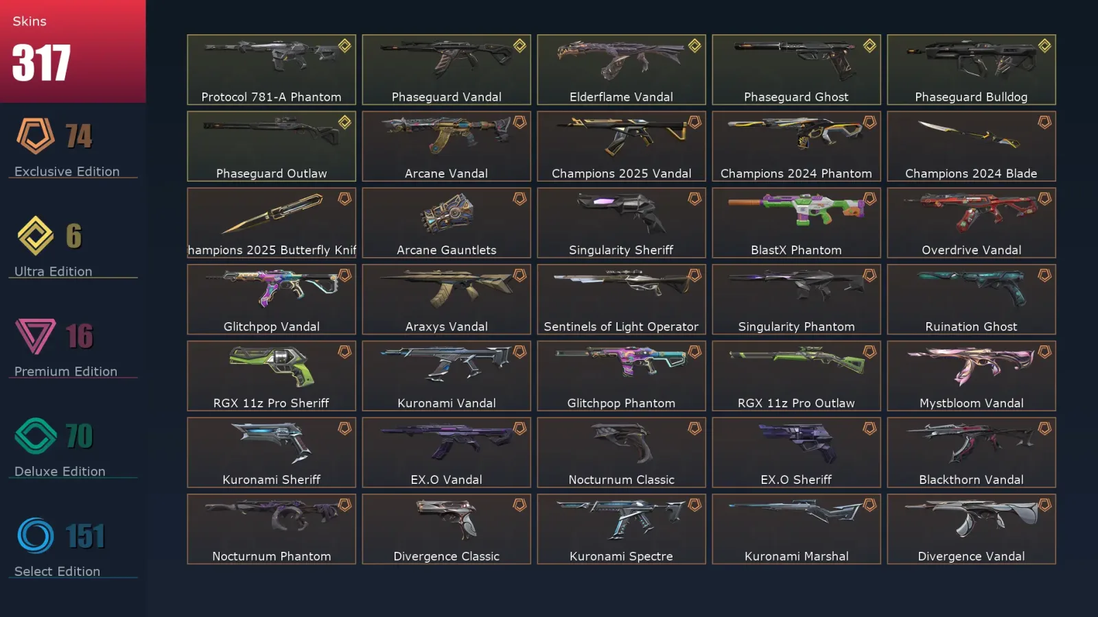 [Valorant] | EU | Level 500 | Diamond 1 | 29 Agents | 317 Skins — Valorant account