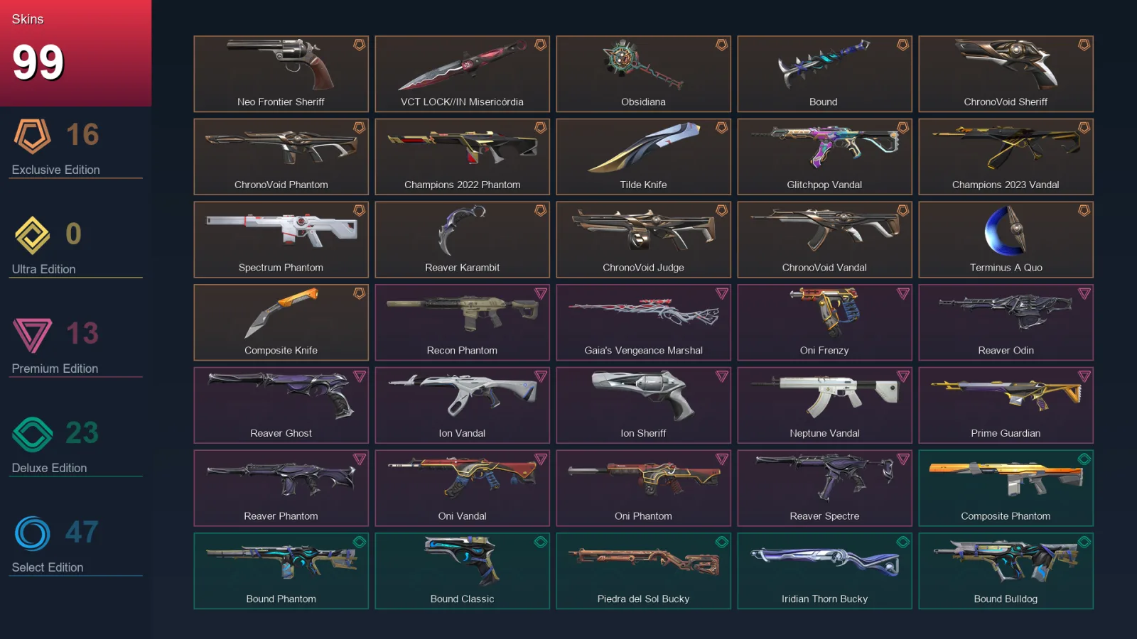 EU | Lv151 | Unranked | 99 Skin | 24 Agent | 81 Buddy