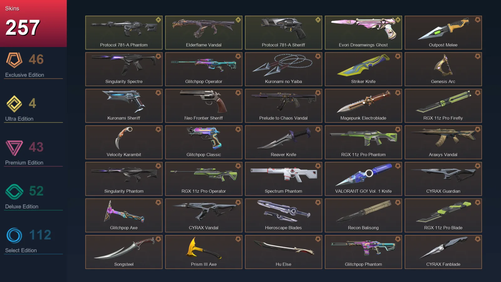 NA | Lv185 | Unranked | 257 Skin | 27 Agent | 179 Buddy — Valorant account