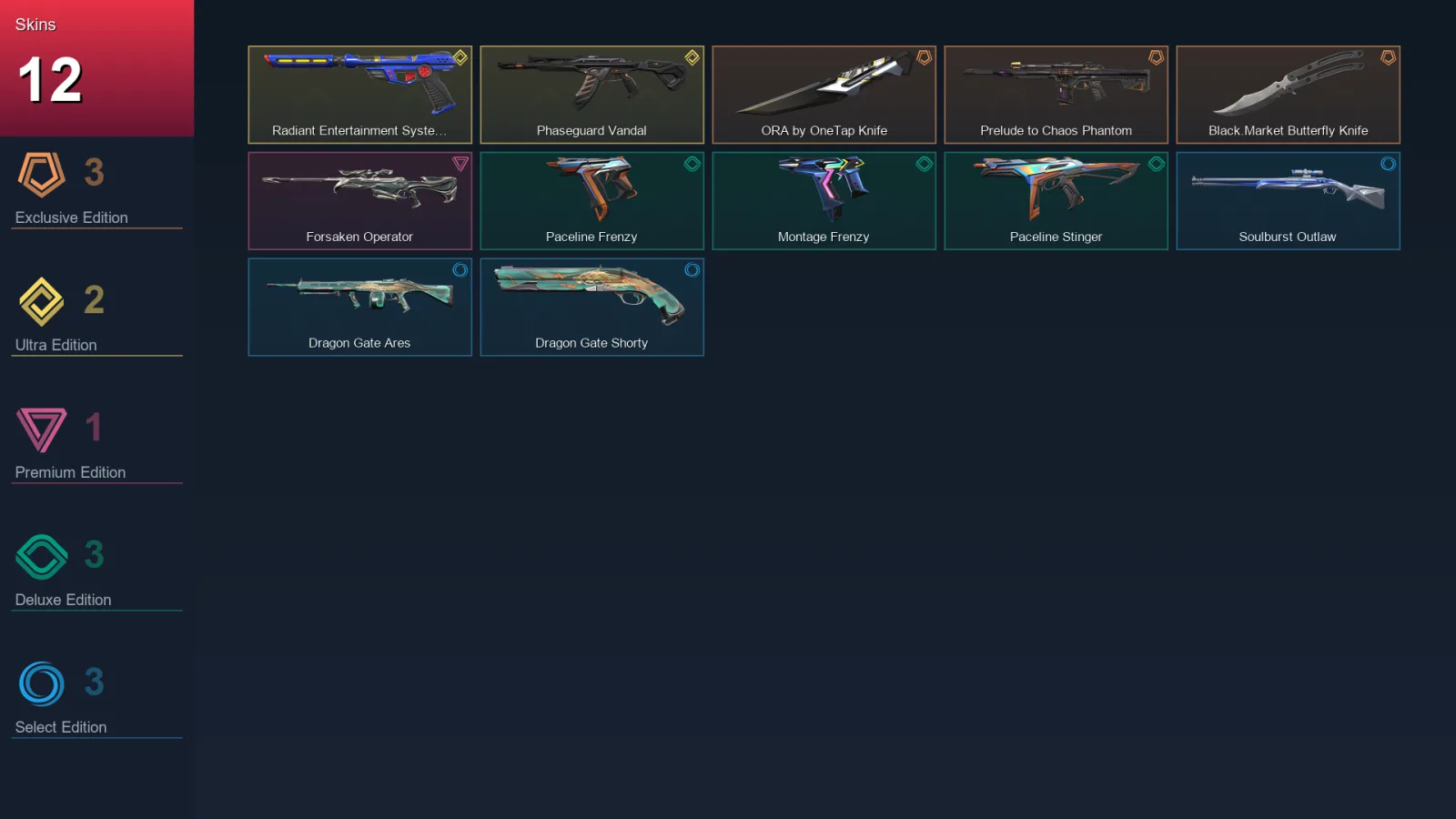BR | Lv34 | Unranked | 12 Skin | 9 Agent | 15 Buddy