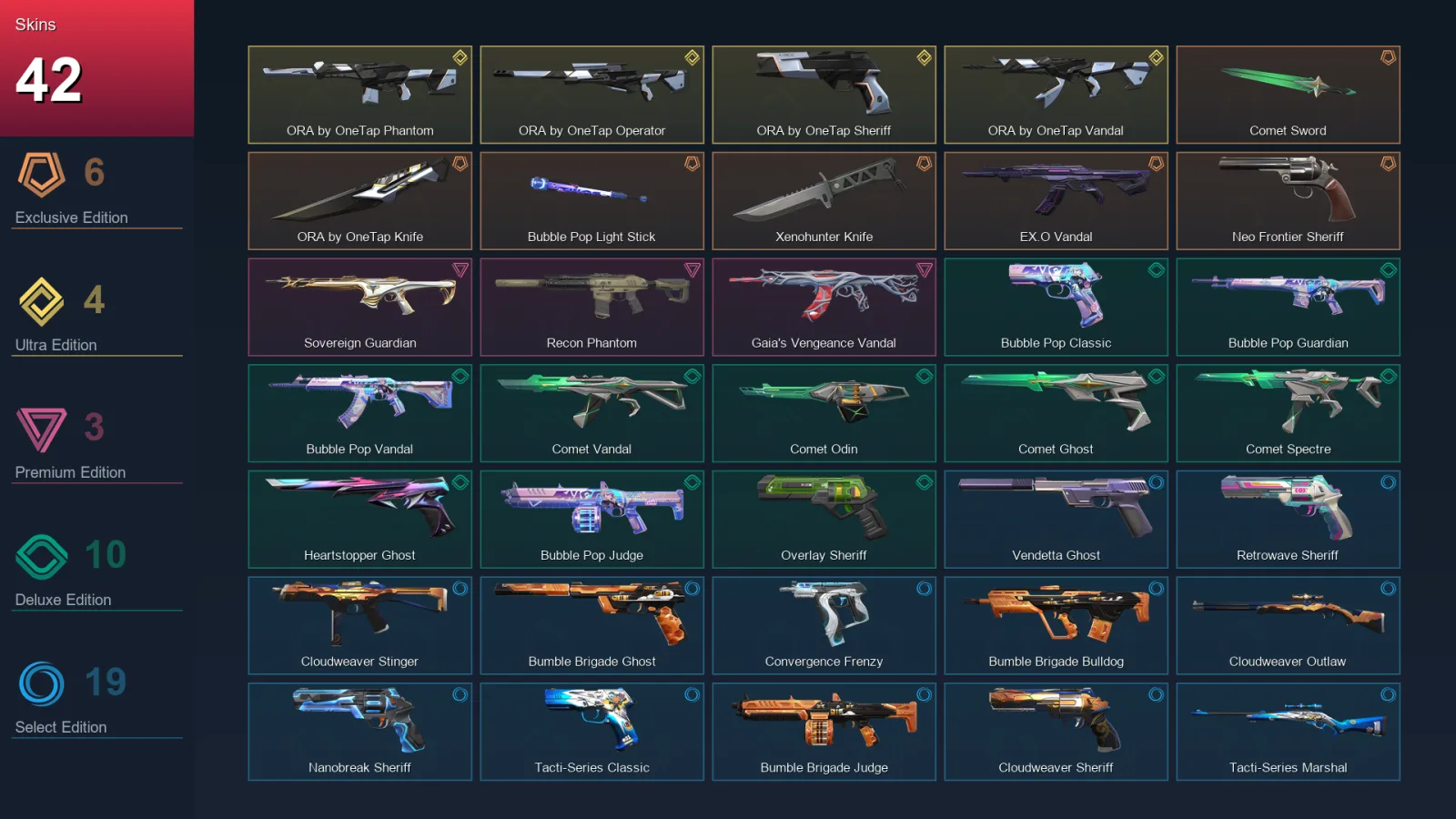 AP | Lv141 | Unranked | 42 Skin | 28 Agent | 65 Buddy — Valorant account