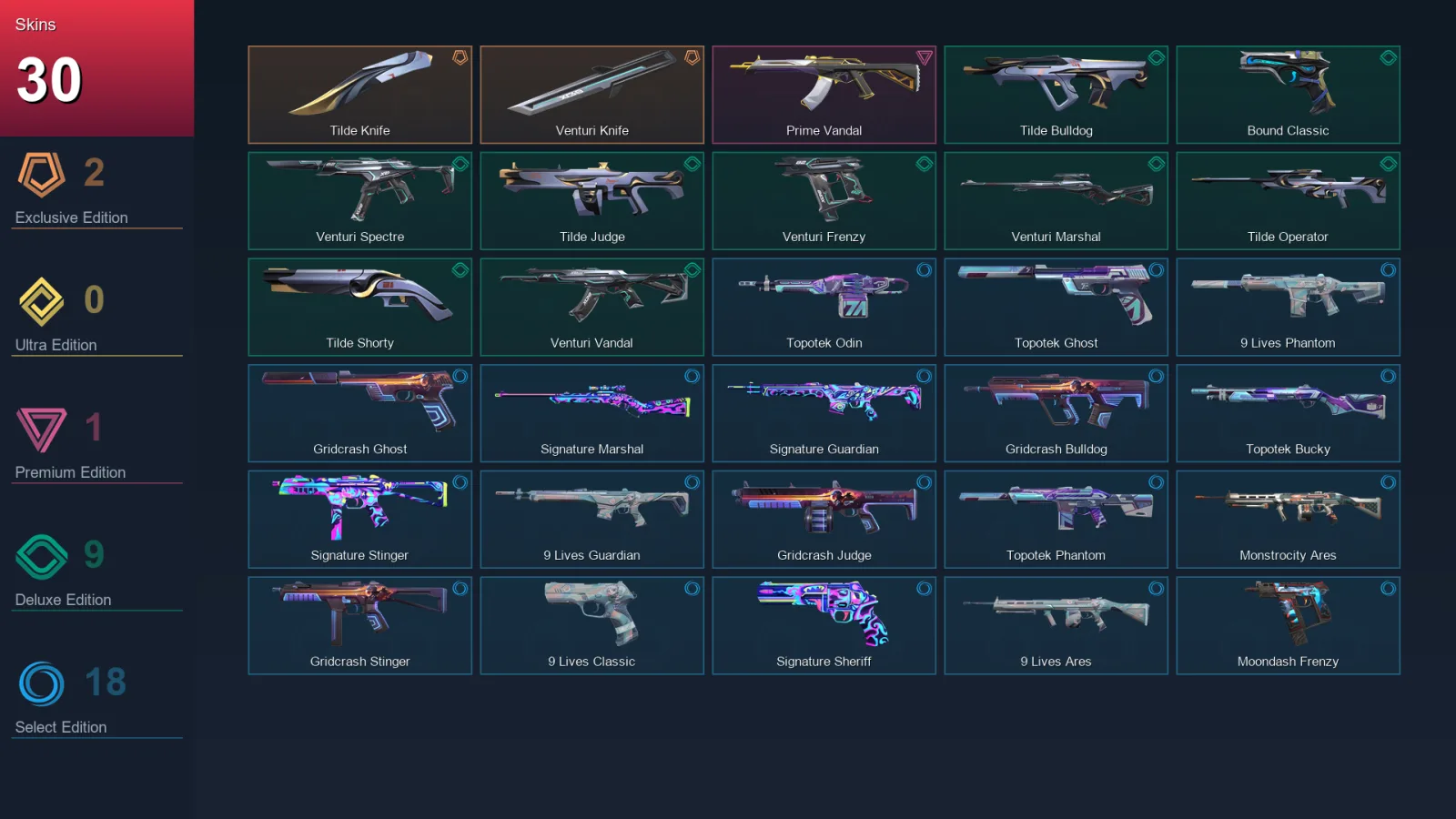 EU | Lv53 | Unranked | 30 Skin | 18 Agent | 25 Buddy