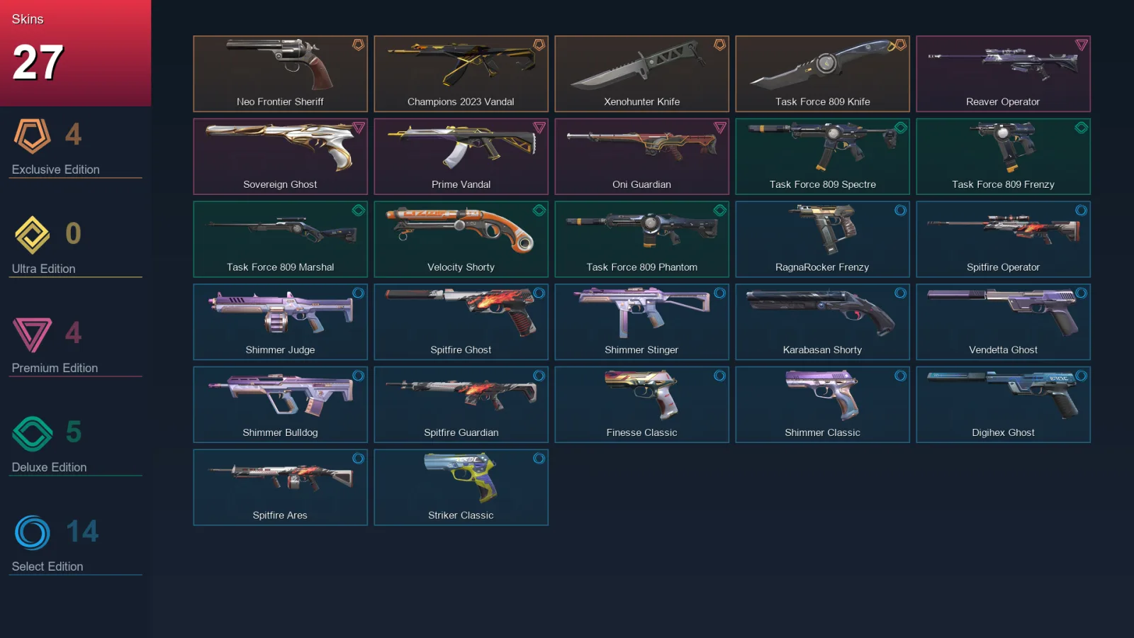 EU | Lv123 | Unranked | 27 Skin | 25 Agent | 59 Buddy