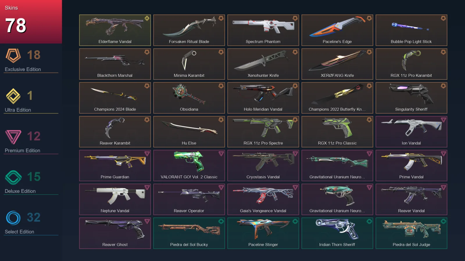 EU | Lv99 | Unranked | 78 Skin | 28 Agent | 59 Buddy