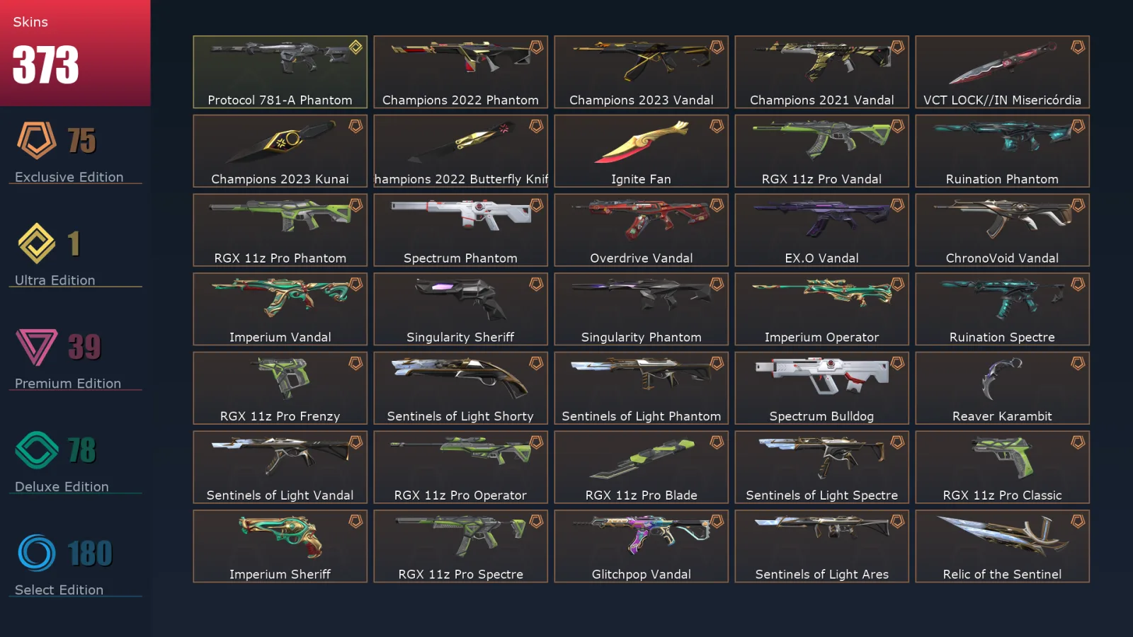 [Valorant] | EU | Level 470 | 28 Agents | 373 Skins