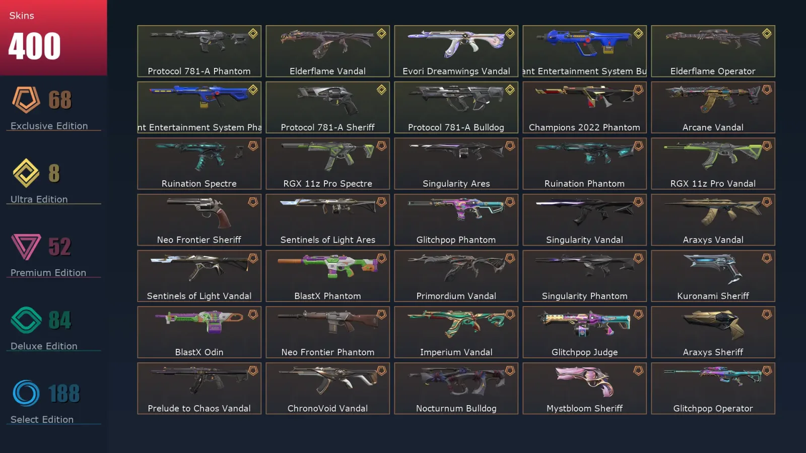 [Valorant] | EU | Level 500 | 27 Agents | 400 Skins