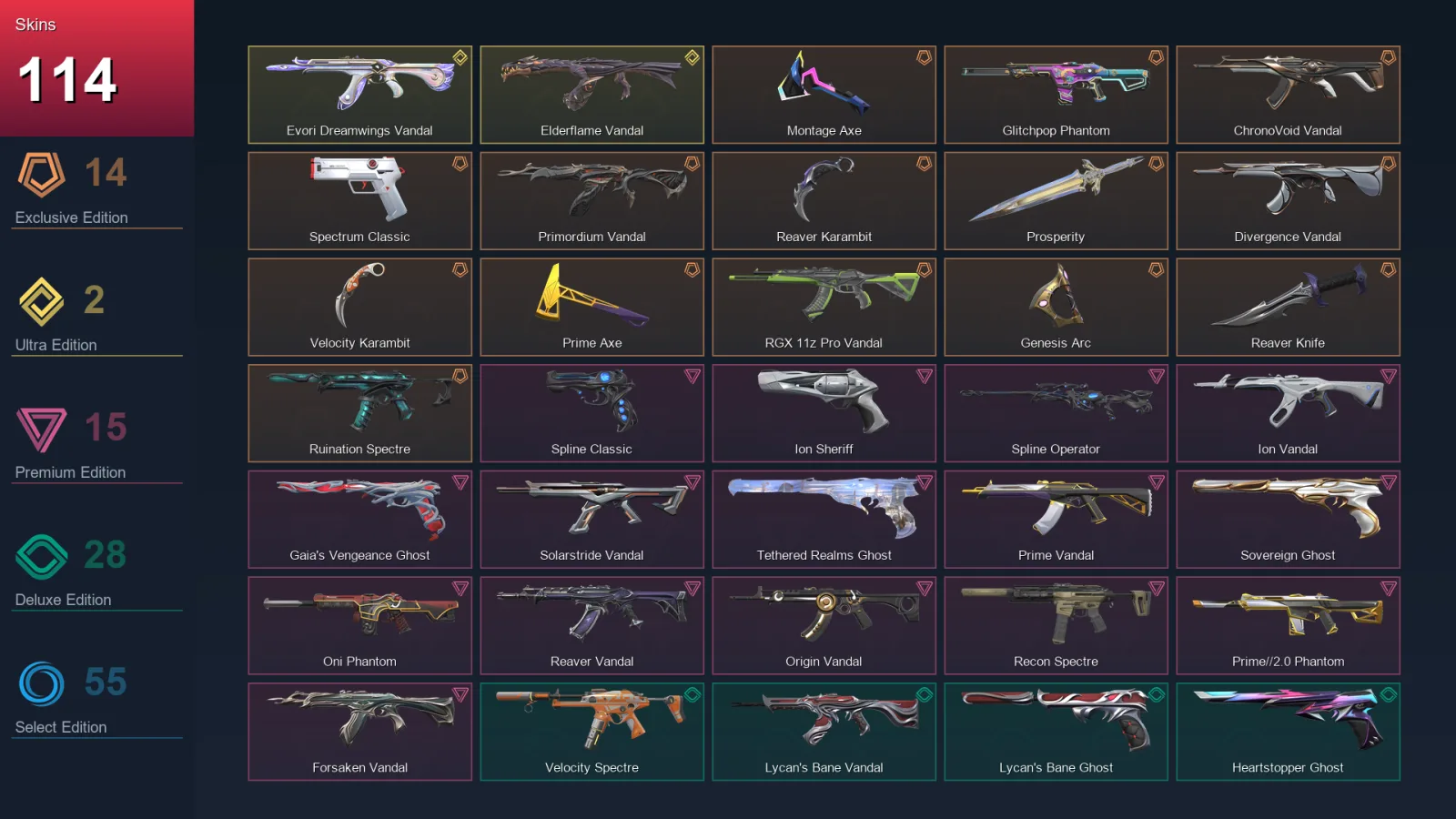 EU | Lv175 | Unranked | 114 Skin | 28 Agent | 114 Buddy
