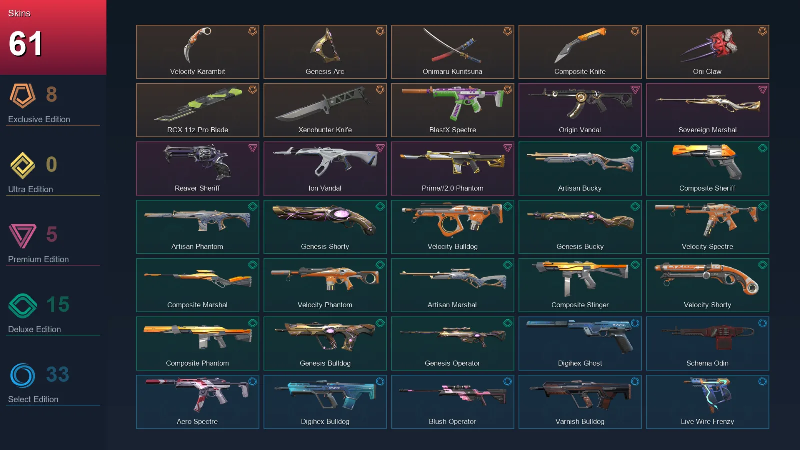 EU | Lv121 | Unranked | 61 Skin | 26 Agent | 84 Buddy — Valorant account