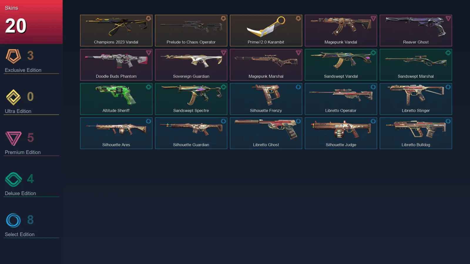 AP | Lv55 | Unranked | 20 Skin | 22 Agent | 34 Buddy