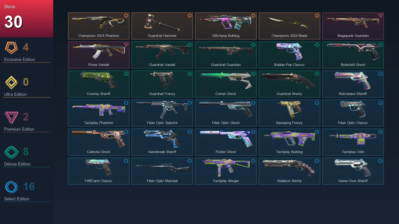 AP | Lv200 | Unranked | 30 Skin | 23 Agent | 60 Buddy