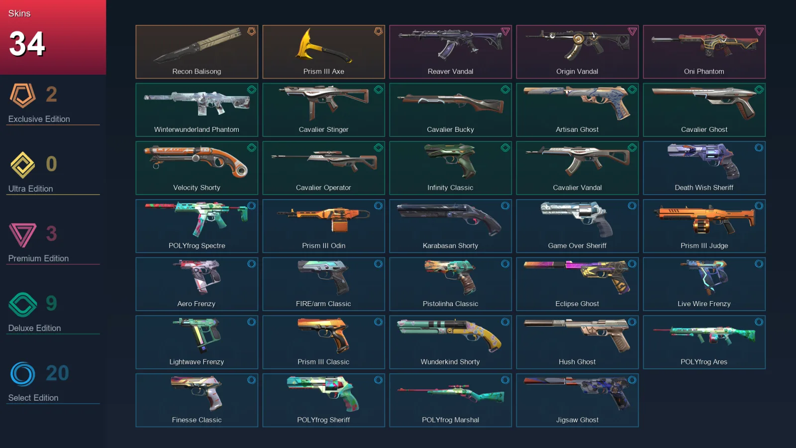 AP | Lv254 | Unranked | 34 Skin | 21 Agent | 74 Buddy