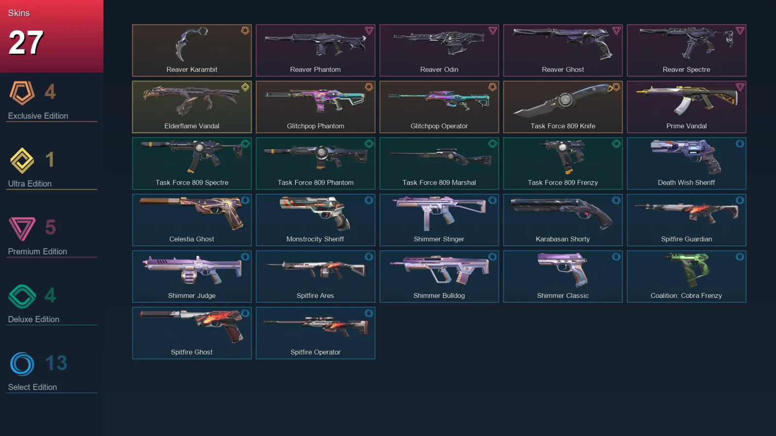 EU | Lv117 | Unranked | 27 Skin | 27 Agent | 56 Buddy — Valorant account