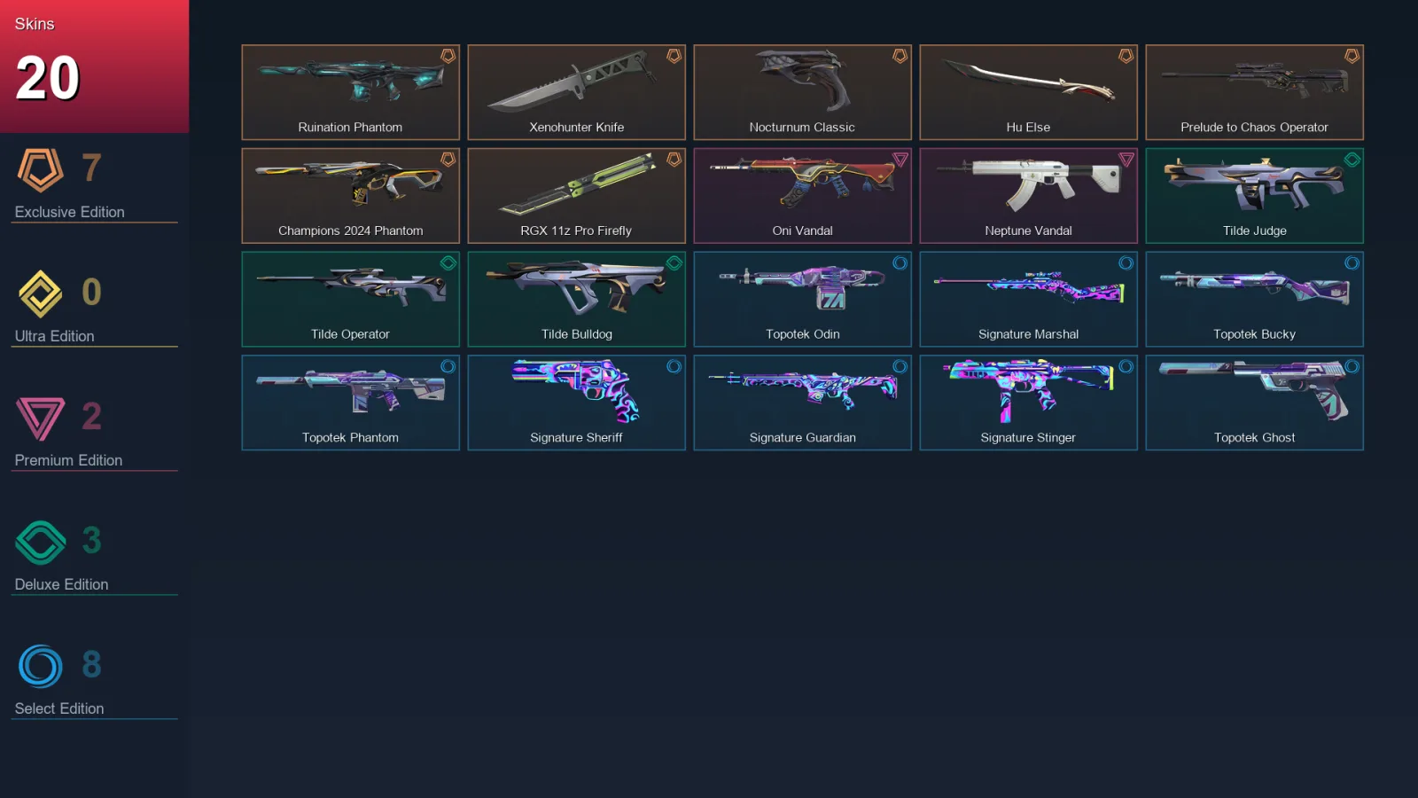 EU | Lv110 | Unranked | 20 Skin | 24 Agent | 57 Buddy