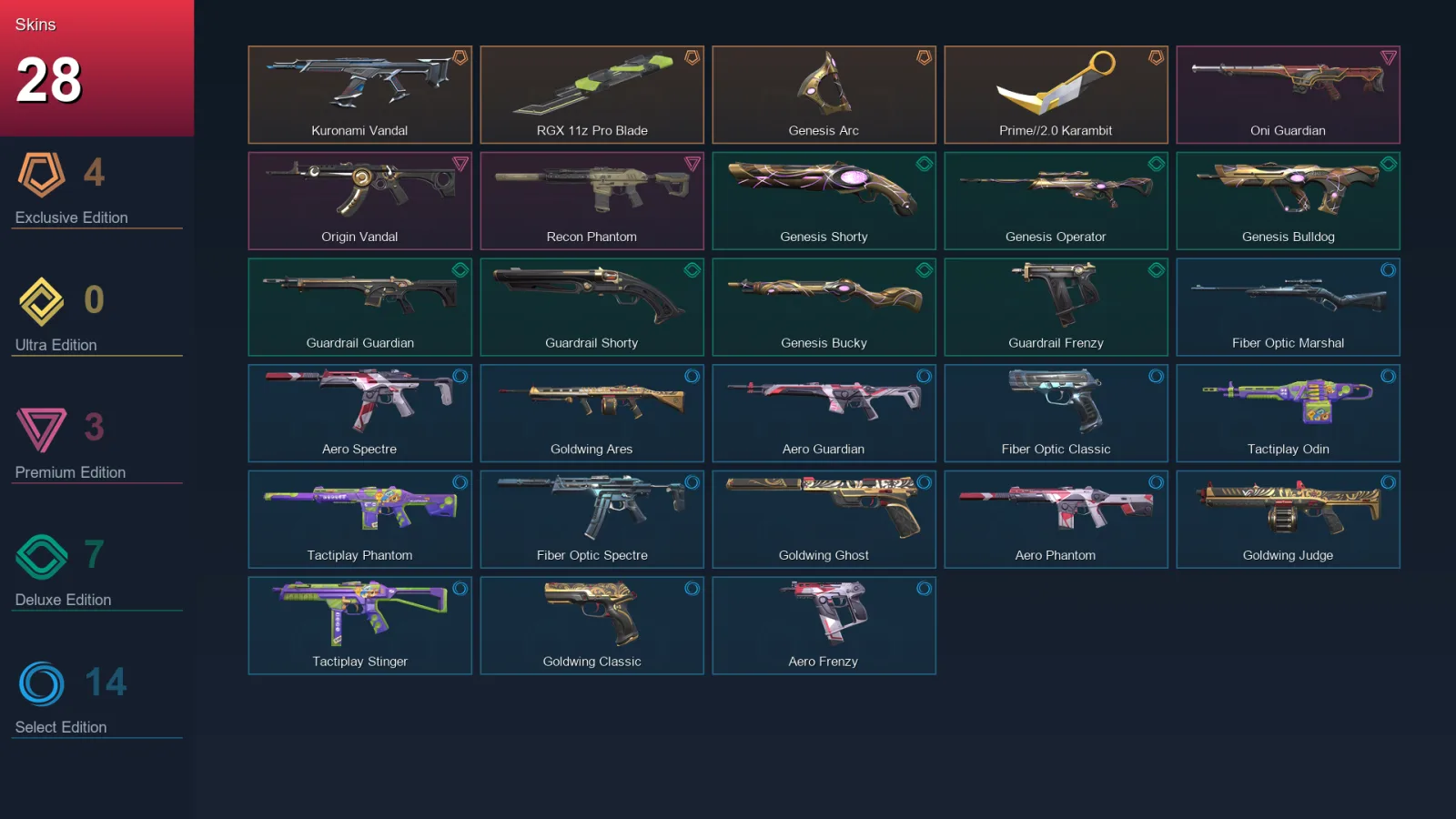 NA | Lv54 | Unranked | 28 Skin | 17 Agent | 28 Buddy