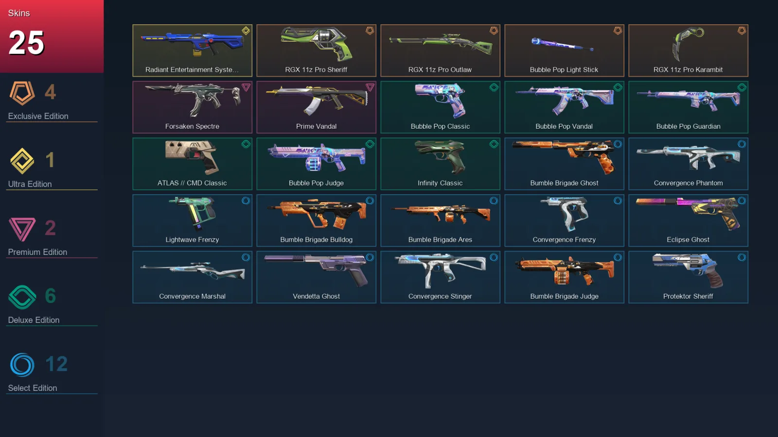 AP | Lv161 | Unranked | 25 Skin | 28 Agent | 71 Buddy — Valorant account