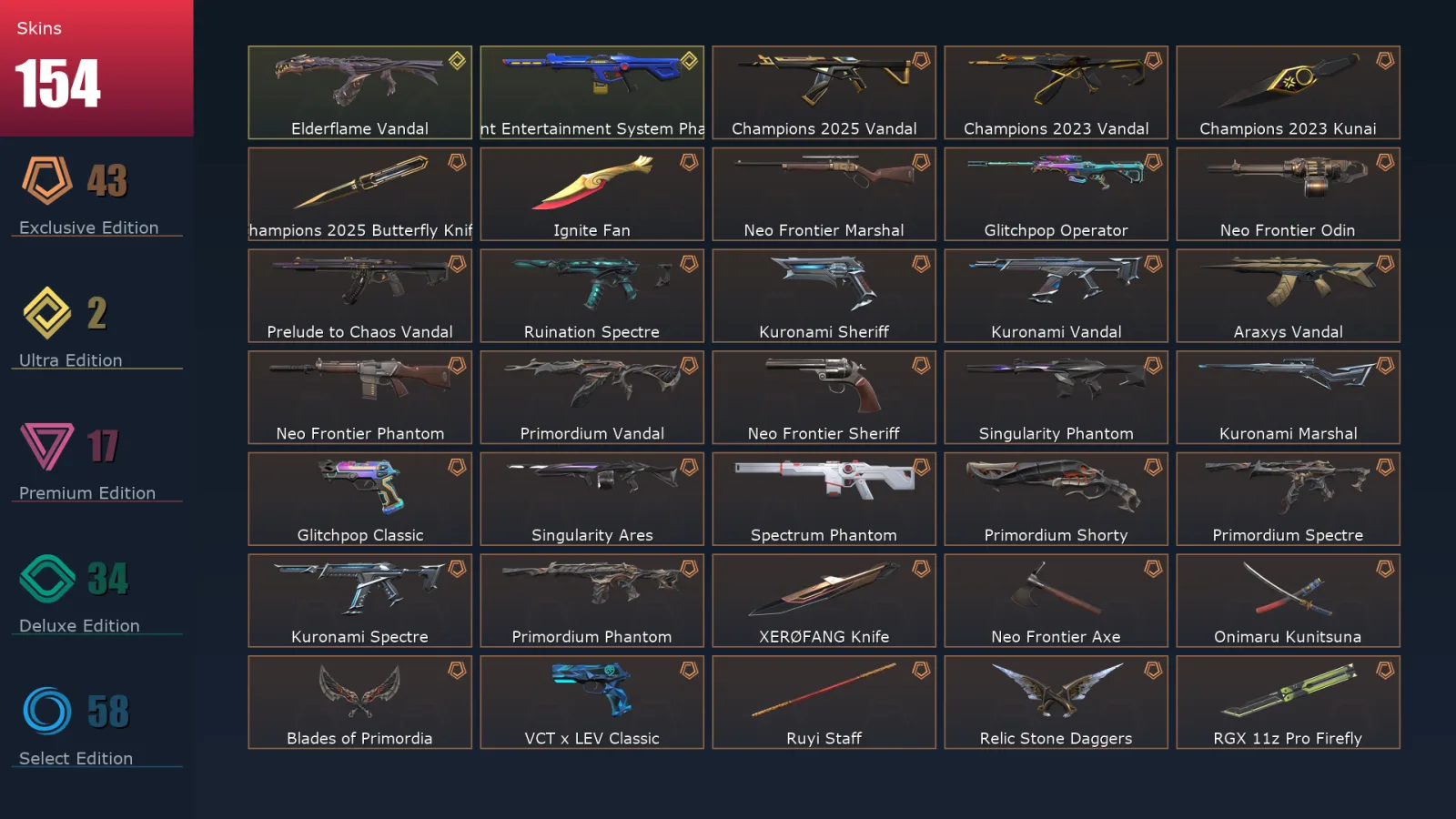 [Valorant] | EU | Level 255 | 28 Agents | 154 Skins
