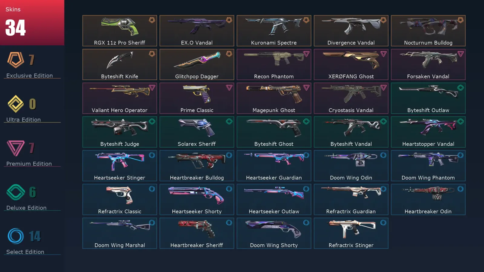 [Valorant] | EU | Level 76 | 23 Agents | 34 Skins — Valorant account